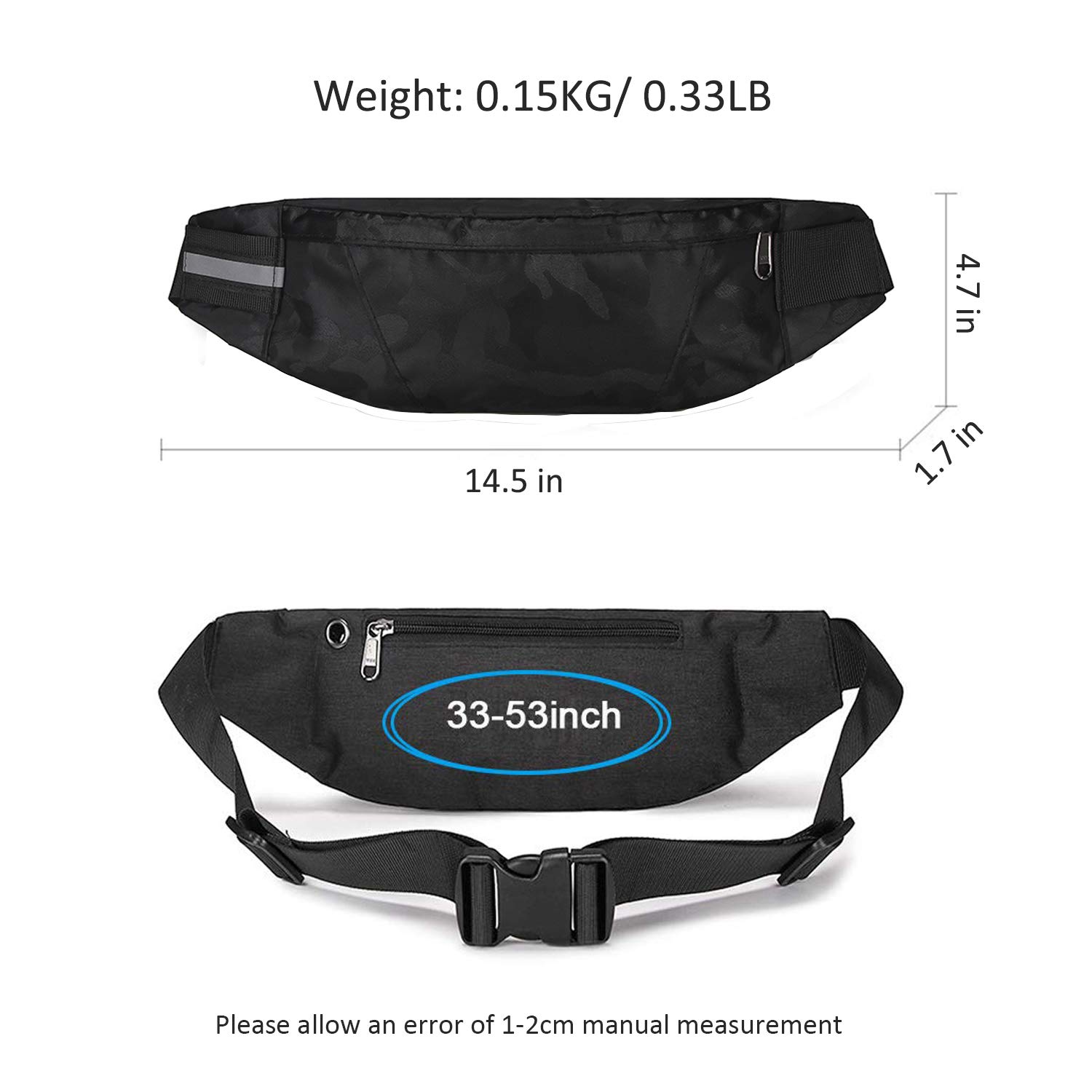 Waterproof Adjustable Fanny Pack Waist Bag for Men & Women - Lightweight Running Belt with Headphone Hole for Workout, Travel, Hiking & Climbing - Perfect for Gym, Outdoor Adventures & Daily Commute