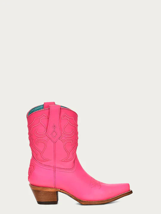Z5137 Women's Embroidered Fuchsia Snip Toe Ankle Boots - Stylish & Comfortable for Casual Outings, Parties & Fall Fashion