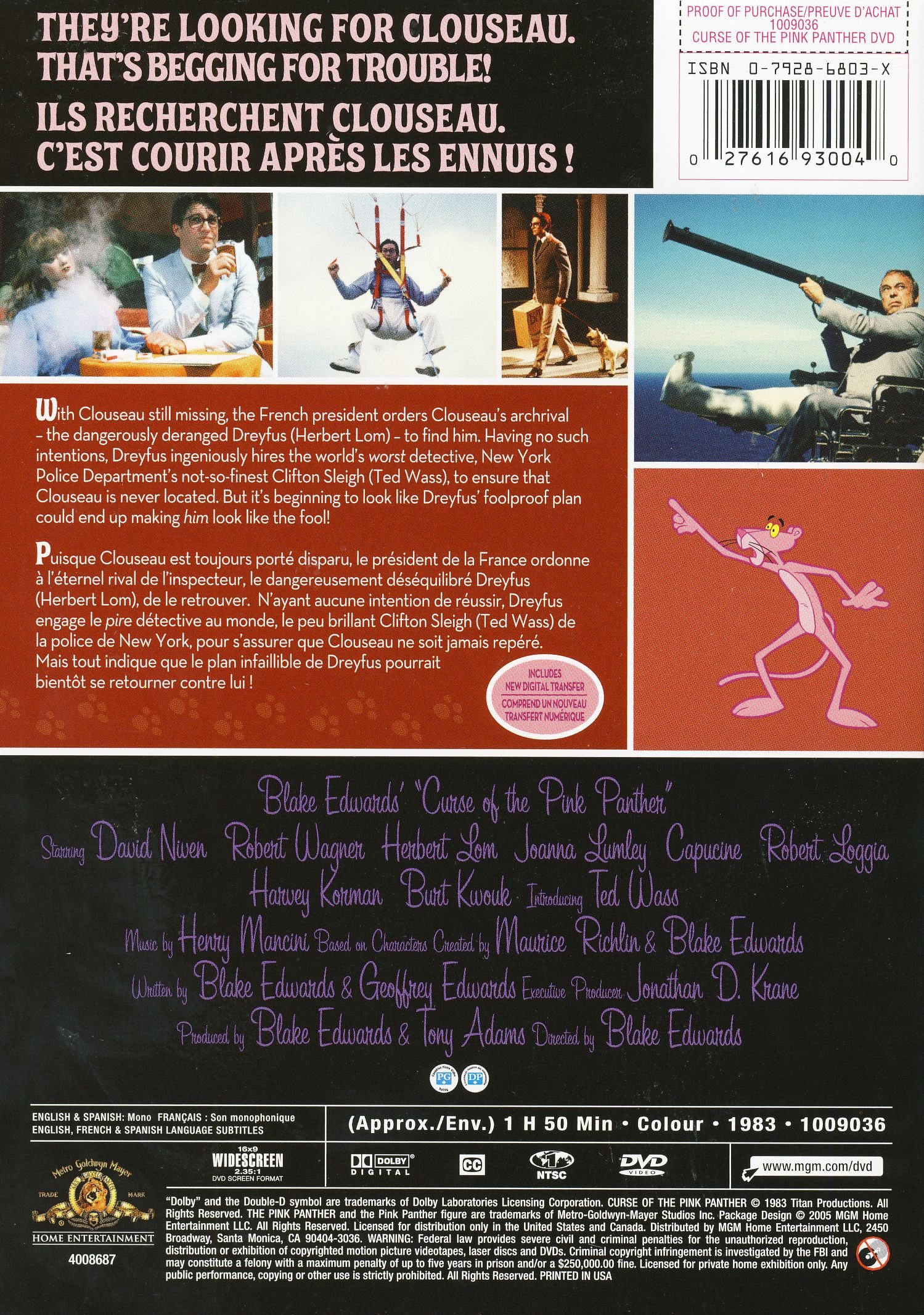 Curse of the Pink Panther DVD - Classic Comedy Movie with Bonus Cash - Perfect for Movie Nights & Collector's Gifts