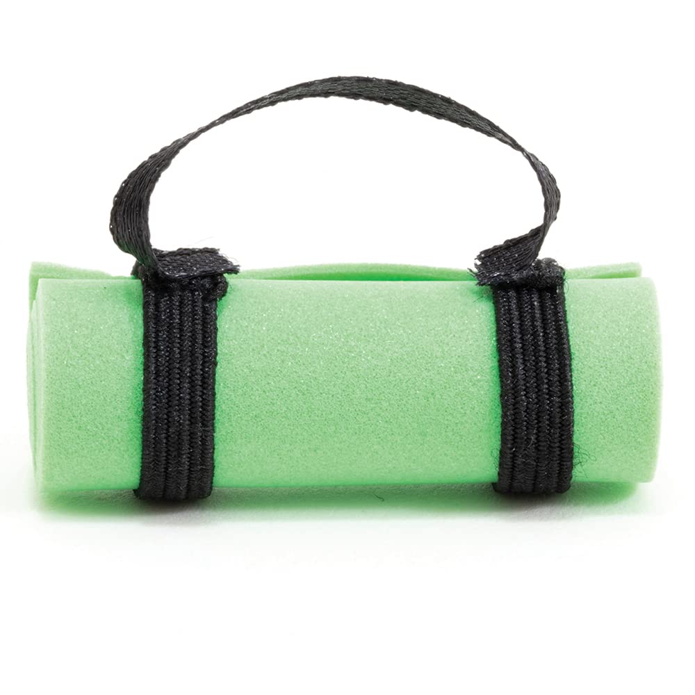 Miniature Green Yoga Mat for Dollhouse - Exercise & Fitness Accessory with Carrying Strap - Perfect for Doll Play, Yoga Scenes, and Tiny Home Decor