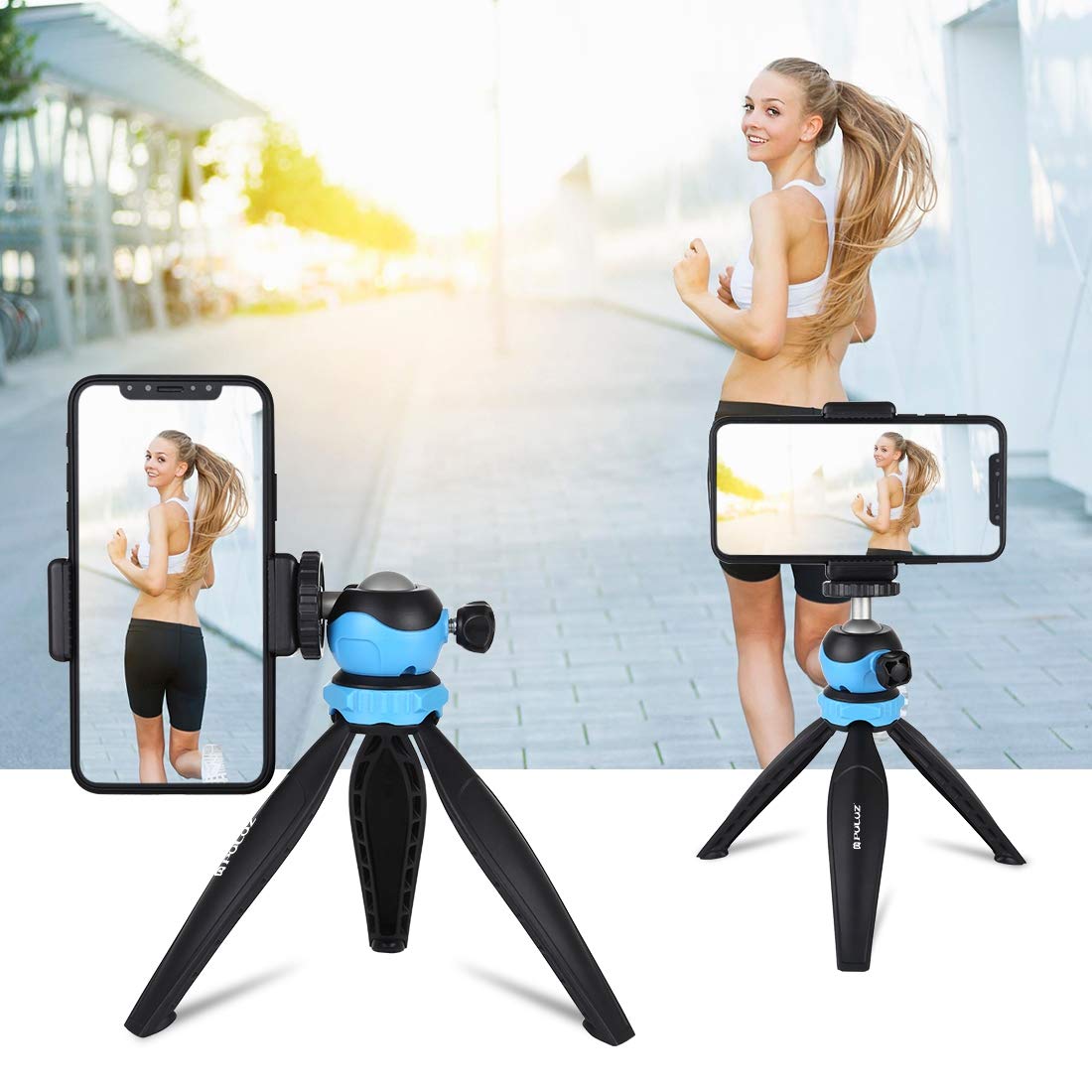 PULUZ Mini Desktop Tripod with 360° Ball Head - Compact Tabletop Tripod Stand for Smartphones, GoPro, DSLR Cameras - Perfect for Travel, Vlogging & Home Photography (Blue)