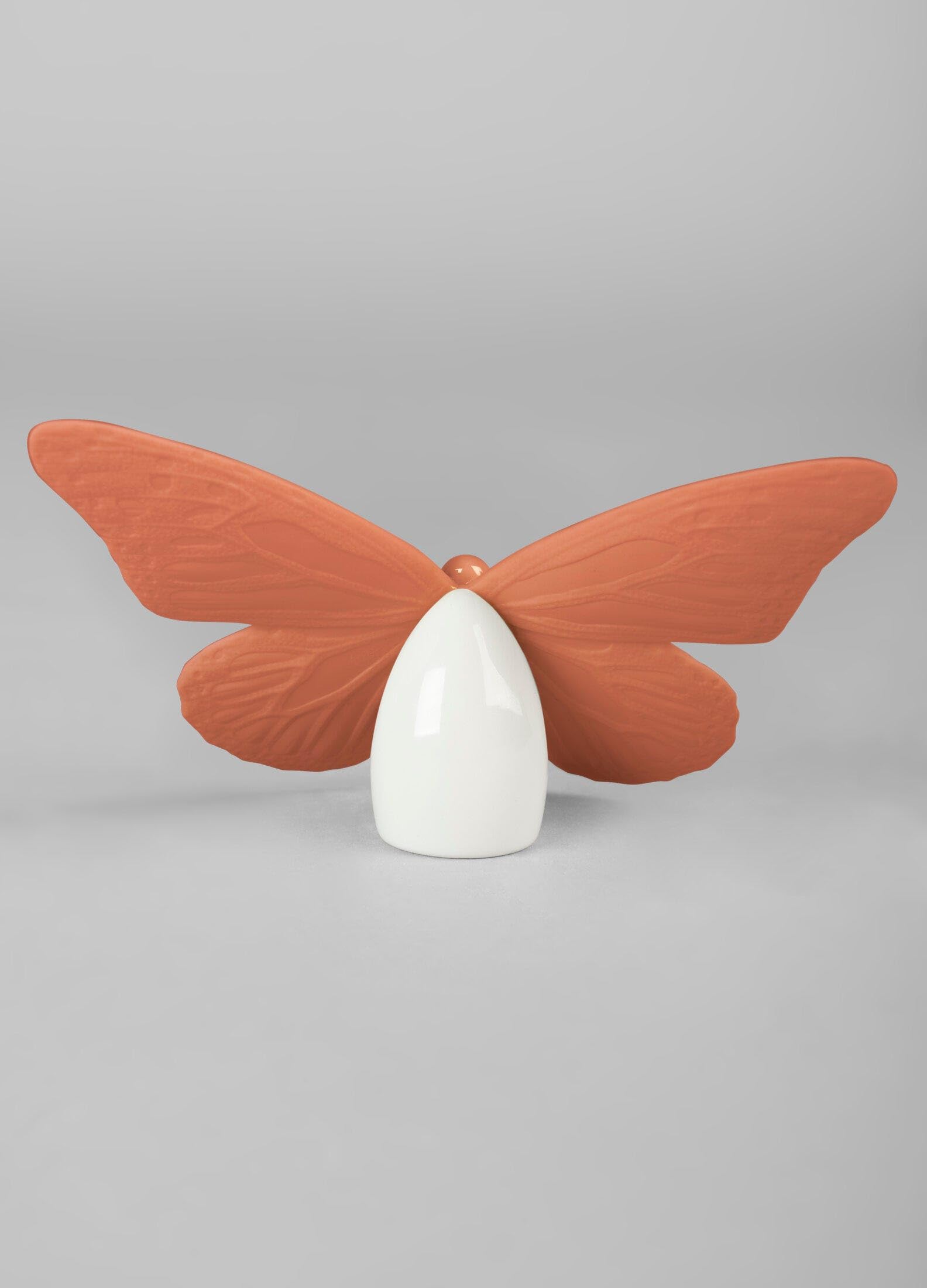 LLADRÓ Golden Luster & Coral Porcelain Butterfly Figurine - Elegant Home Decor for Living Room, Bedroom & Wedding Centerpieces