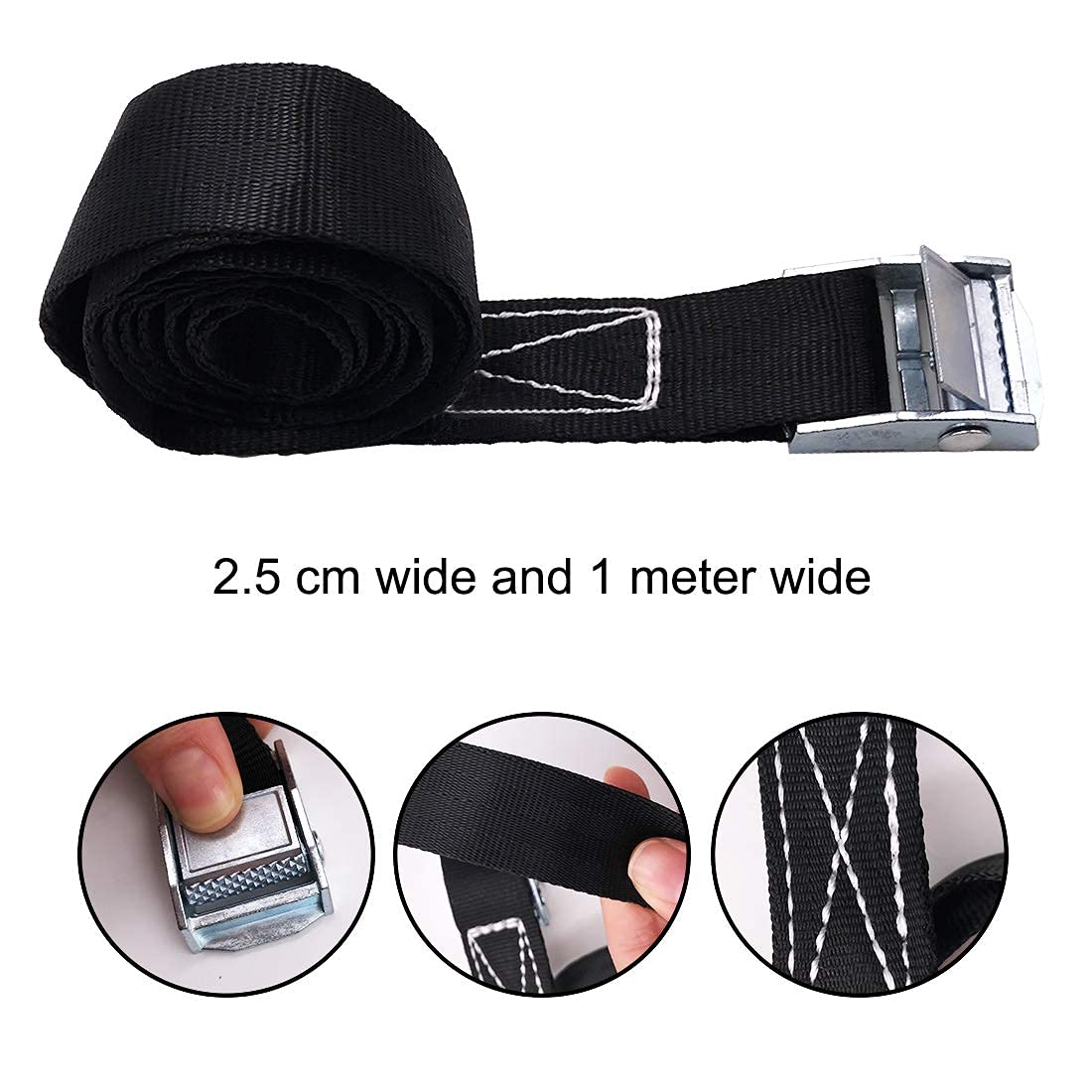 6-Pack Ratchet Tie Down Straps with Hooks - Heavy Duty Adjustable Cam Buckle Straps for Luggage, Cargo, Trucks - Secure Transport for Travel, Moving & Storage