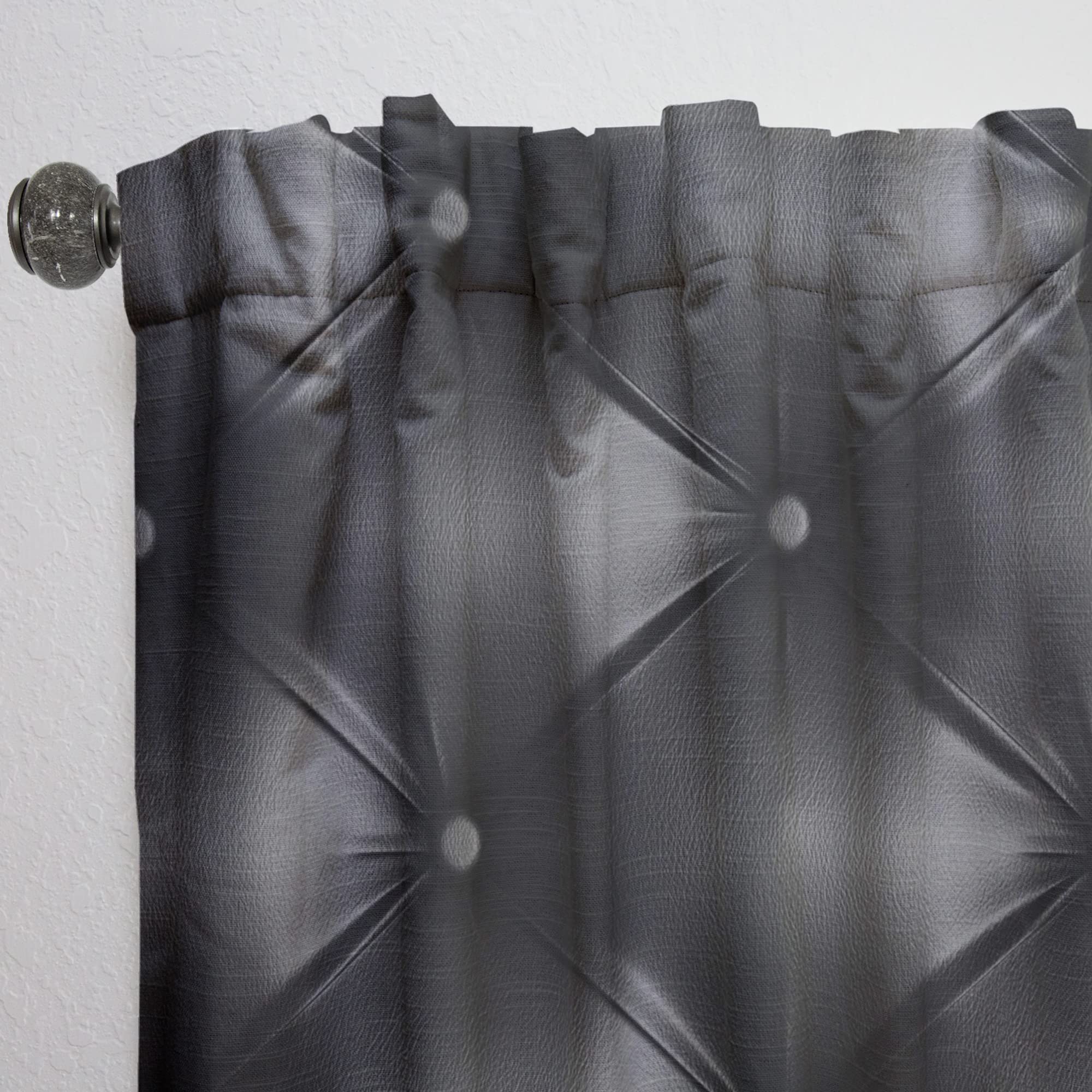 DesignQ Luxury Classic Black Leather-Look Thermal Insulated Curtains - Single Panel 52x63 Inches - Elegant Drapes for Bedroom & Living Room - Perfect for Home Theater, Office Privacy & Noise Reduction