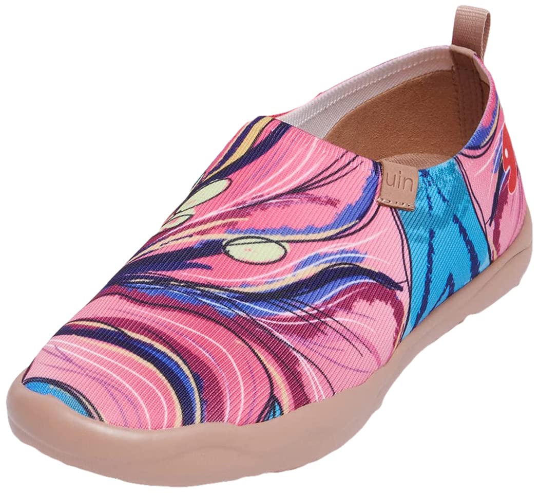 UIN Women's Slip-On Walking Shoes - Lightweight Travel Loafers, Comfortable Casual Sneakers with Modern Art Design - Perfect for Travel, Work & Everyday Wear
