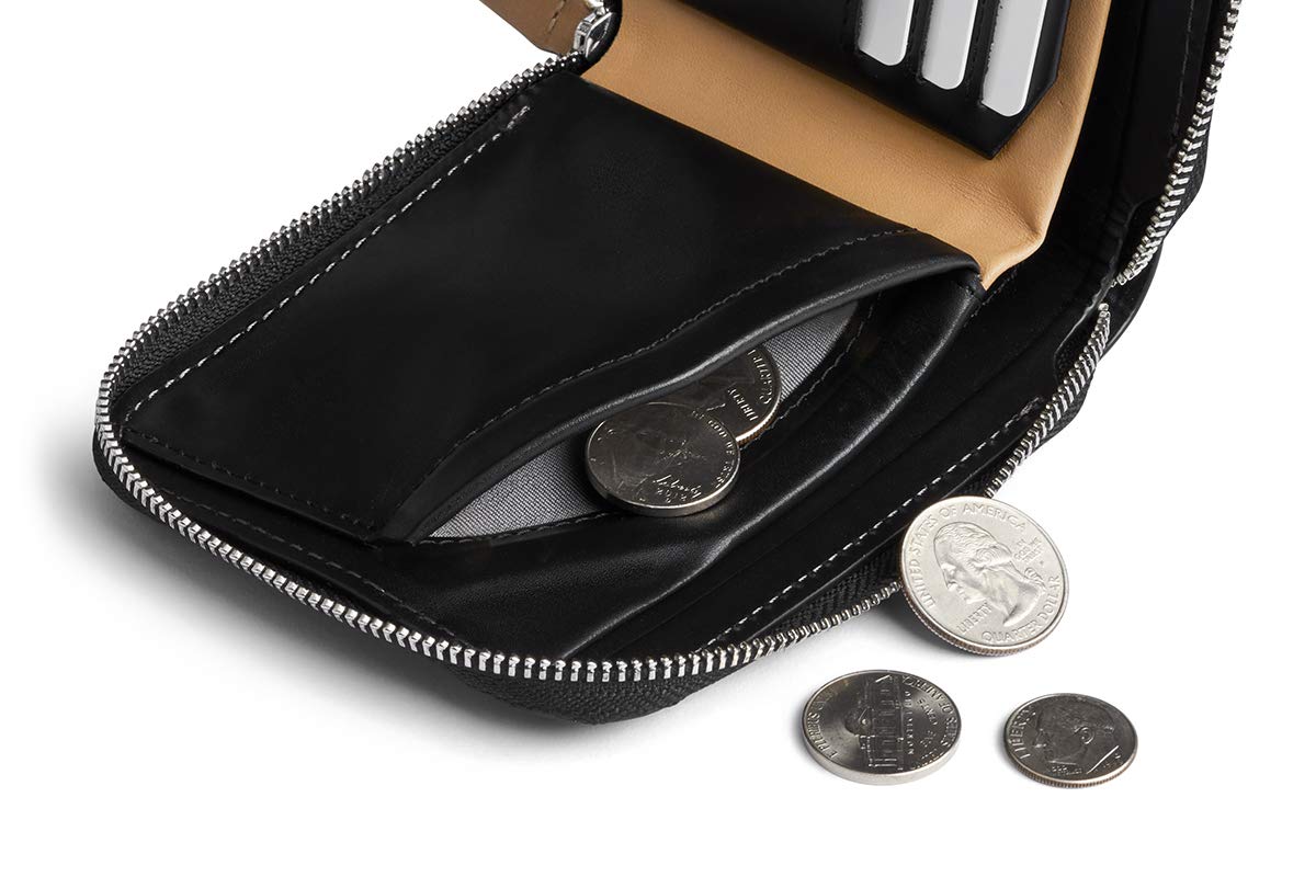 Bellroy Zip Wallet - Premium Leather RFID Blocking Wallet for Women & Men with Magnetic Coin Pouch & Flat Note Section (Holds 3-8 Cards) - Black - Perfect for Travel, Business & Everyday Use