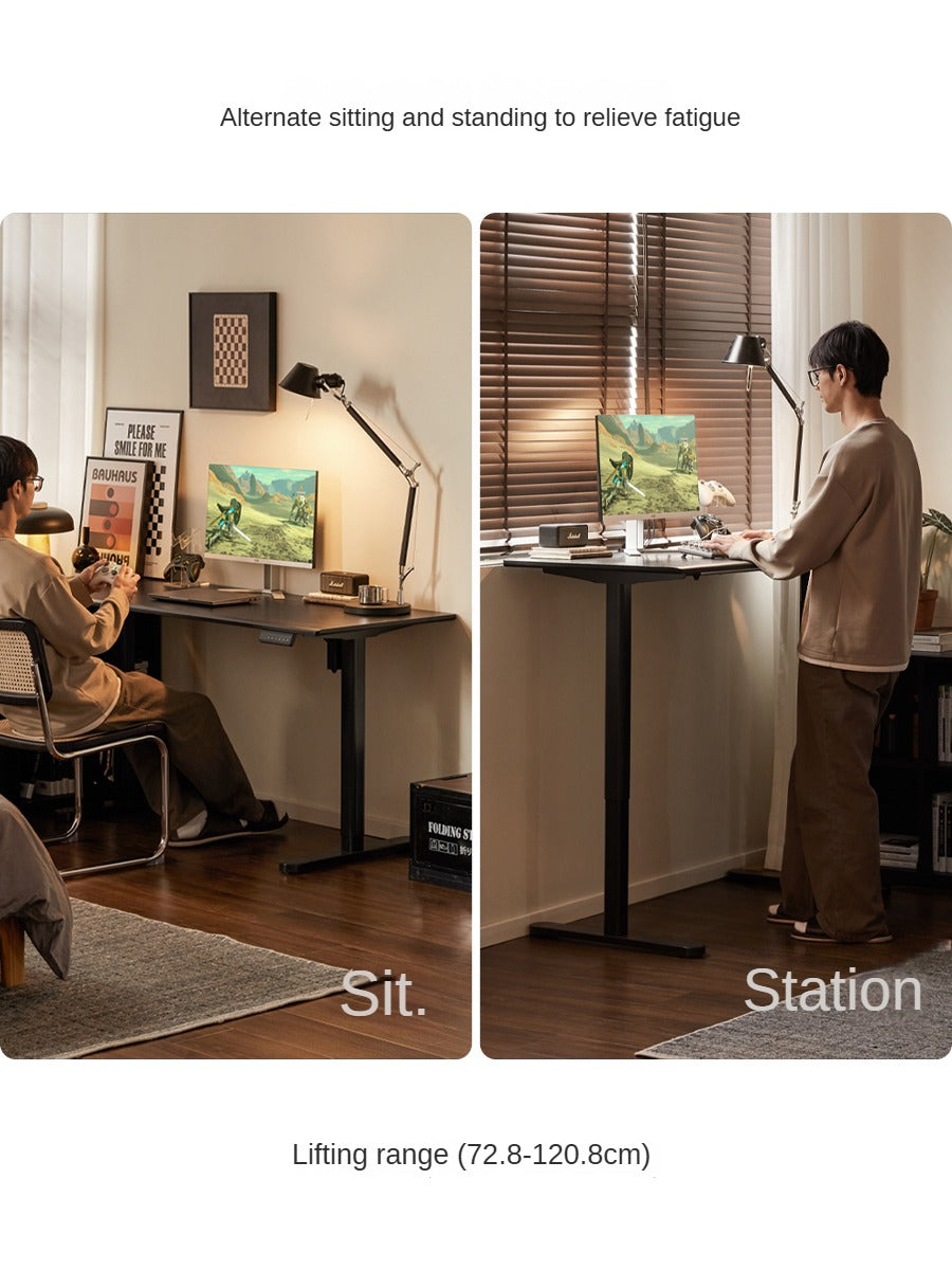 Solid Oak Wood Electric Height Adjustable Standing Desk - Ergonomic Home Office Desk for Work & Study
