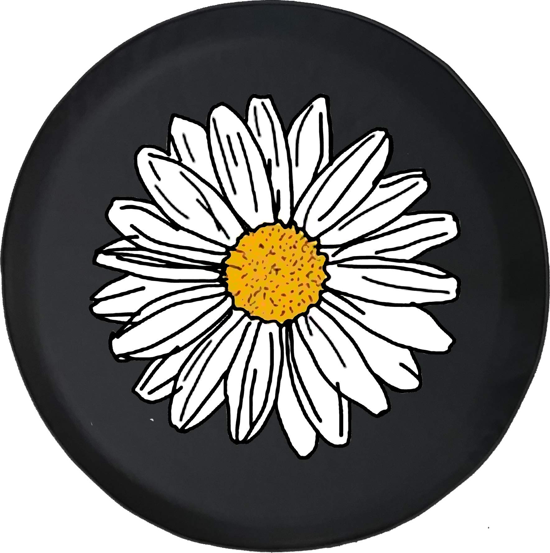 29 Inch Spare Tire Cover with Pretty White Sun Daisy Design - Universal Fit for SUV, Camper & RV Accessories | Weatherproof & UV Resistant for Outdoor Adventures