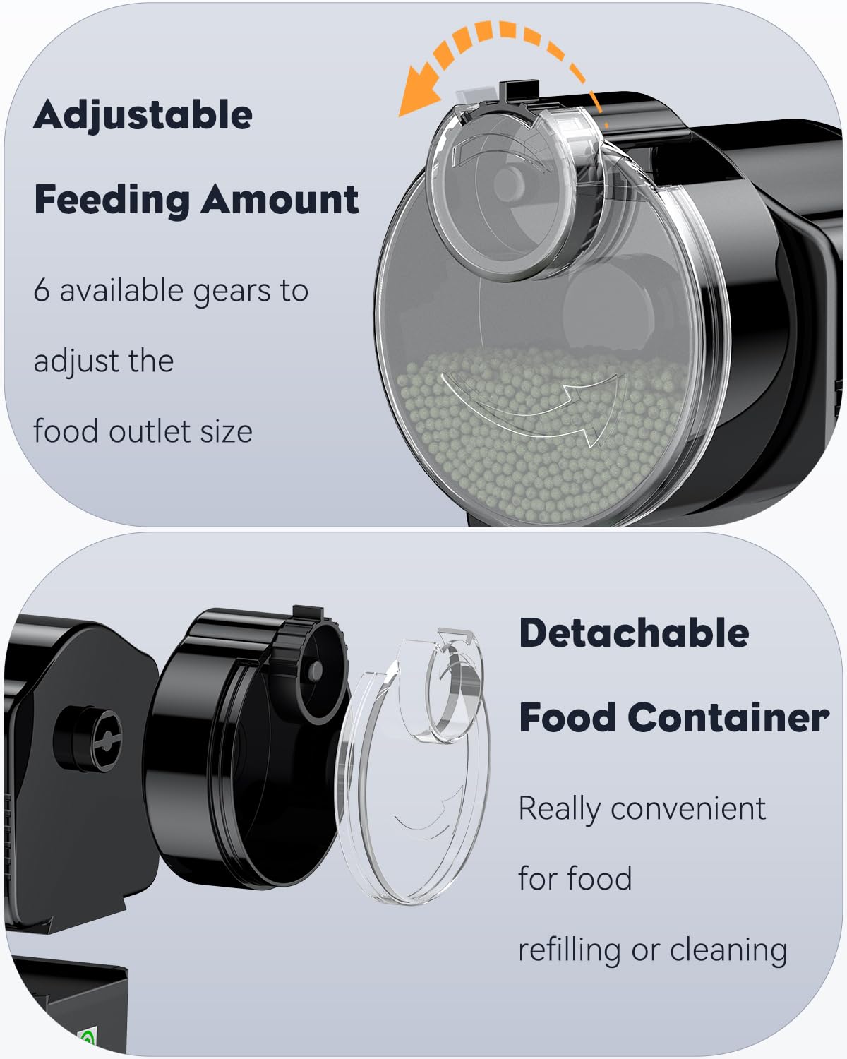 Pawfly Automatic Fish Feeder for Aquarium - 60ml Adjustable Fish Food Dispenser for Pellets, Flakes & Strips - Battery Operated (Battery Not Included) - Perfect for Vacation Timer & Daily Feeding in Fish Tanks