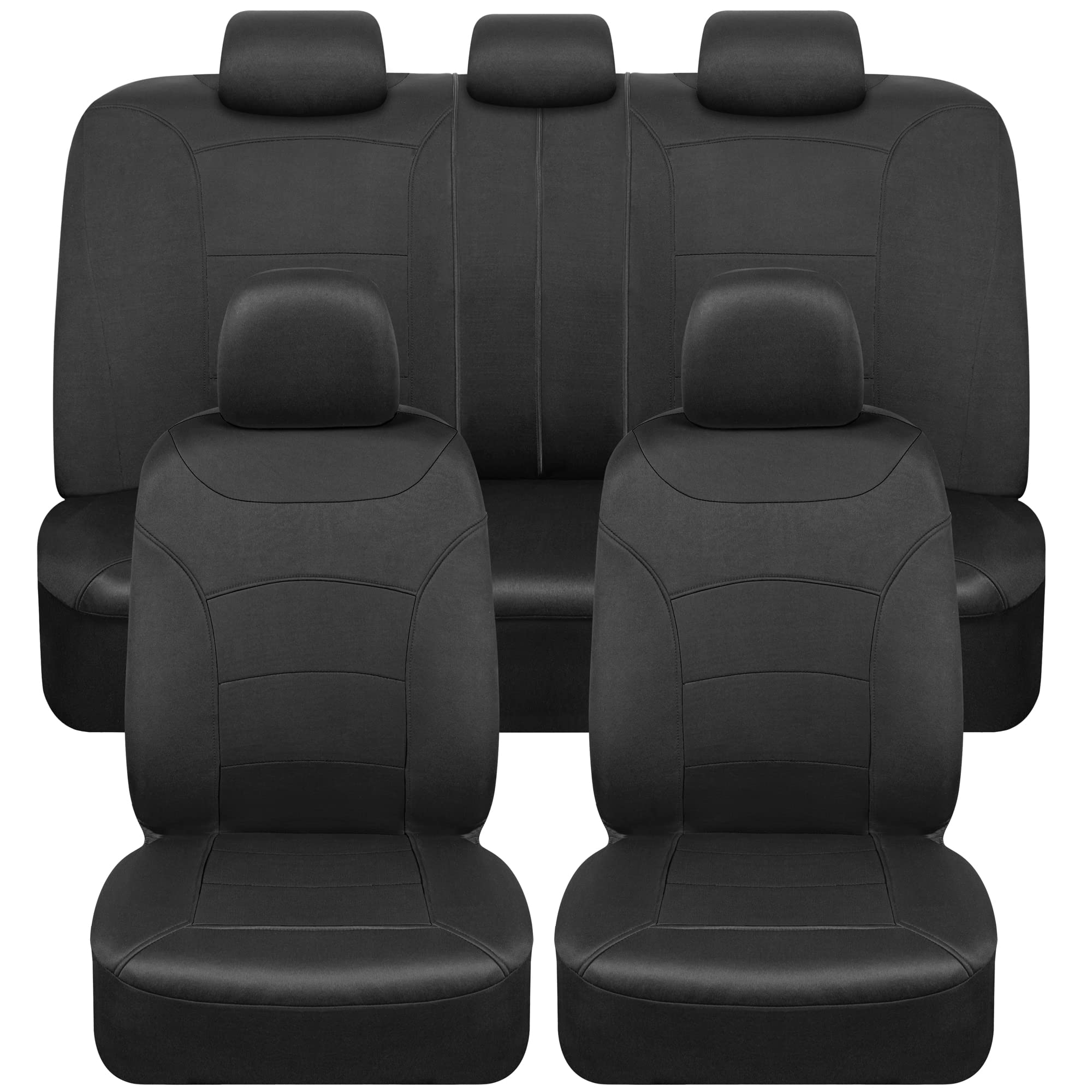 Premium BDK CarXS Turismo Full Set Car Seat Covers - Black Two-Tone Design for Front Seats & Split Rear Bench | Universal Fit for Trucks, SUVs, Vans | Waterproof & Durable Protection for Daily Commute, Road Trips & Family Adventures