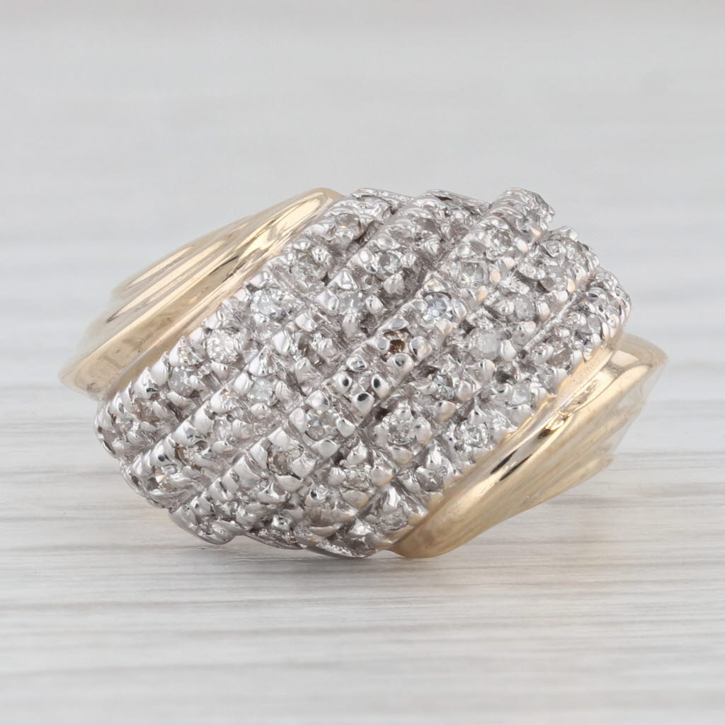 0.47ctw Scalloped Diamond Ring - 10k Yellow & White Gold - Size 7.25 - Elegant Wedding Band, Anniversary Gift for Her, Perfect for Special Occasions & Everyday Wear