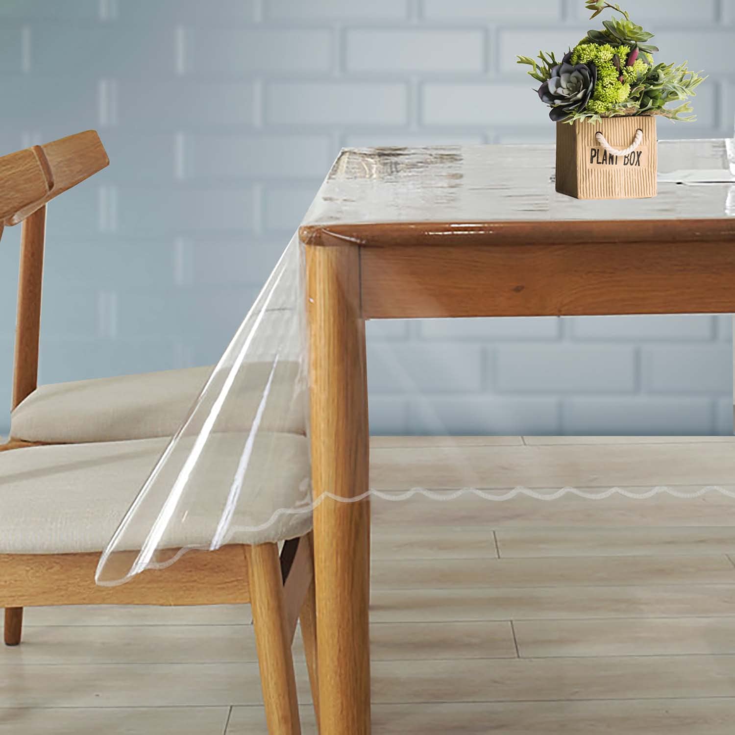Crystal Clear Plastic Tablecloth Protector 0.38mm Thick - 54x72 Inch Waterproof & Oil Proof Dining Table Cover - Durable, Easy to Clean Rectangle Tablecloth for Kitchen, Party, Restaurant & Outdoor Use