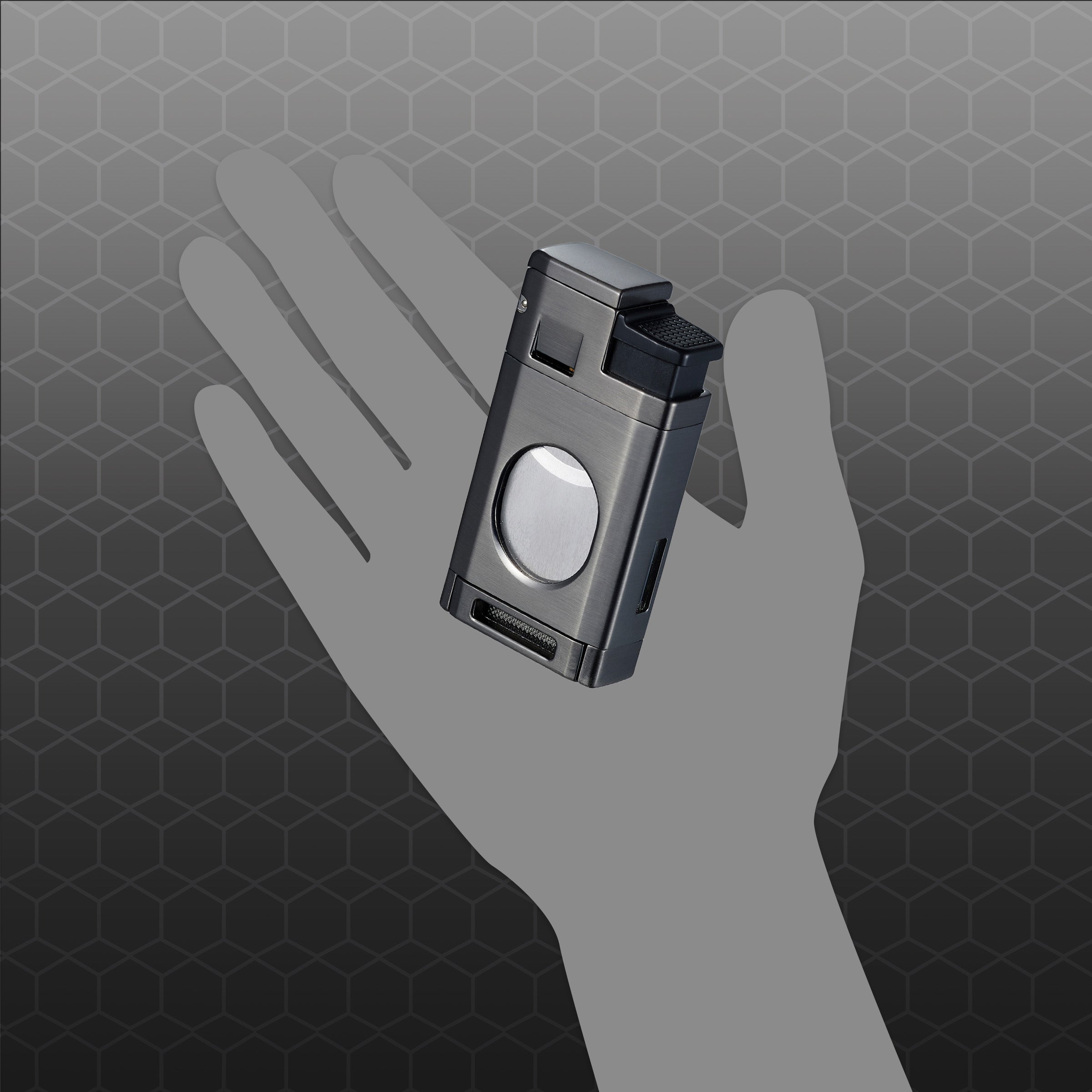 Premium Visol LighCut Gunmetal Triple Torch Flame Lighter & Cigar Cutter Set - Windproof Butane Lighter with Punch Cutter for Cigars, Perfect for Outdoor Smoking, Camping & Gifts