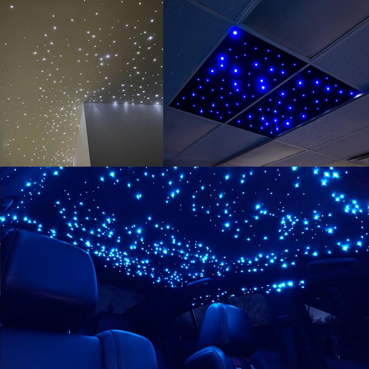 AKEPO 16W Small Fiber Optic Light Kit with Twinkle Effect, APP & RGBW Music Sync - 550 Strands 0.03in 9.8ft/3m Star Ceiling Lights for Car Headliner & Home Decor | Perfect for Bedroom, Theater, and Party Lighting