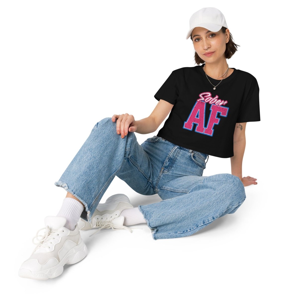 Sober AF Bold Collegiate Crop Top - Trendy College Outfit for Parties, Campus Wear & Casual Style | Perfect for Sorority Events, Girls Night Out & Everyday Fashion