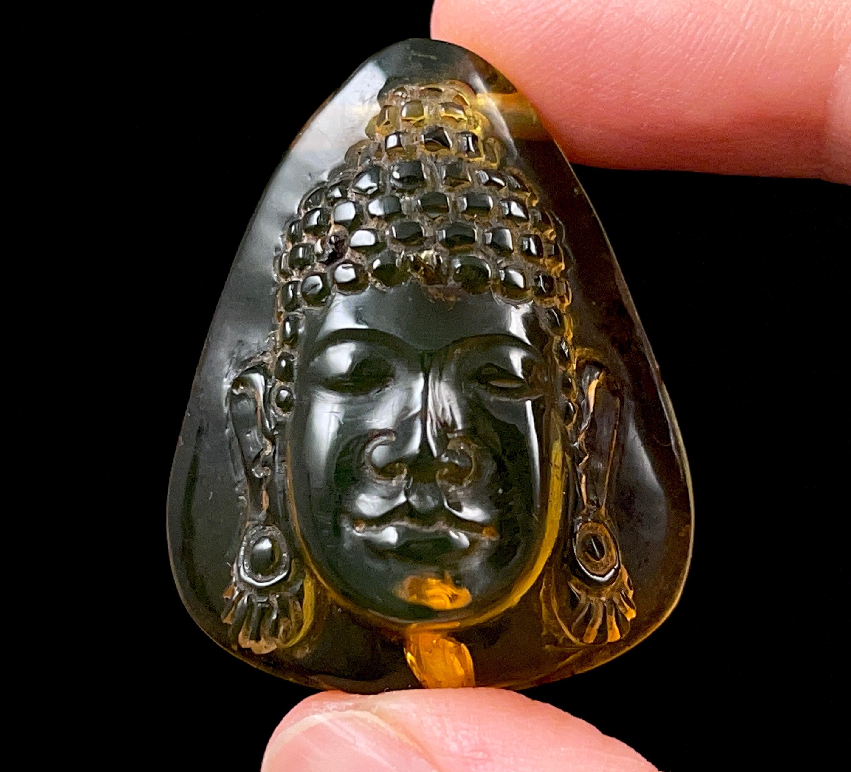 AMBER Crystal Buddha Statue - Hand Carved Healing Crystal for Home Decor, Housewarming Gift, Meditation & Feng Shui | Spiritual Decor, Positive Energy Stone