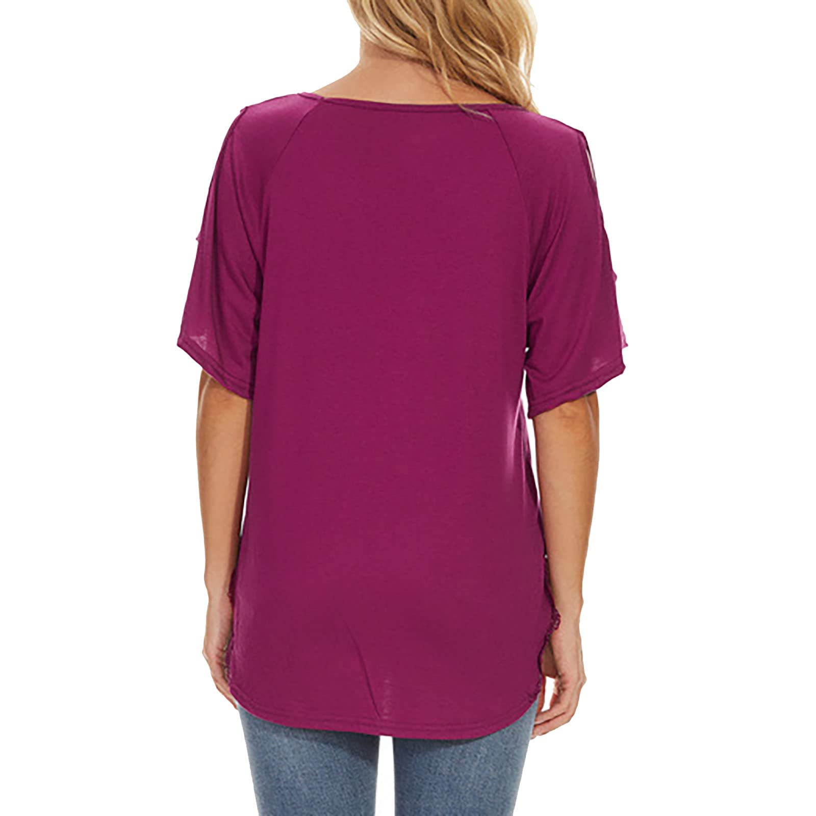 Zzalalana Women's Lace Chiffon Shirt - Loose Fit Short Sleeve V-Neck T-Shirt | Summer Casual & Dressy Solid Color Basic Top | Perfect for Office Wear, Date Nights & Weekend Outings