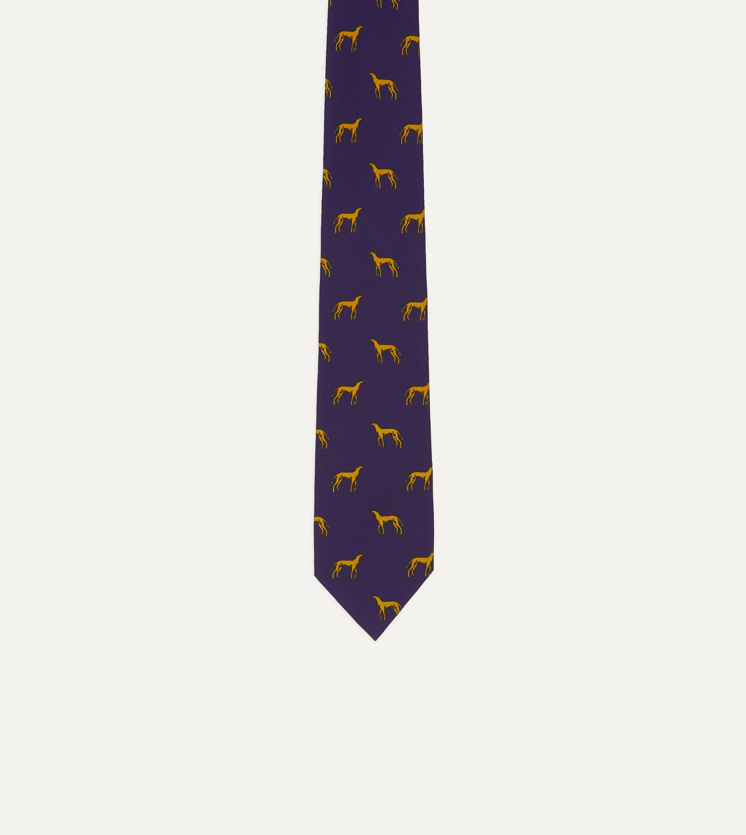 Elegant Navy and Yellow Dog Print Silk Tie for Men - Perfect for Weddings, Business Meetings & Formal Occasions