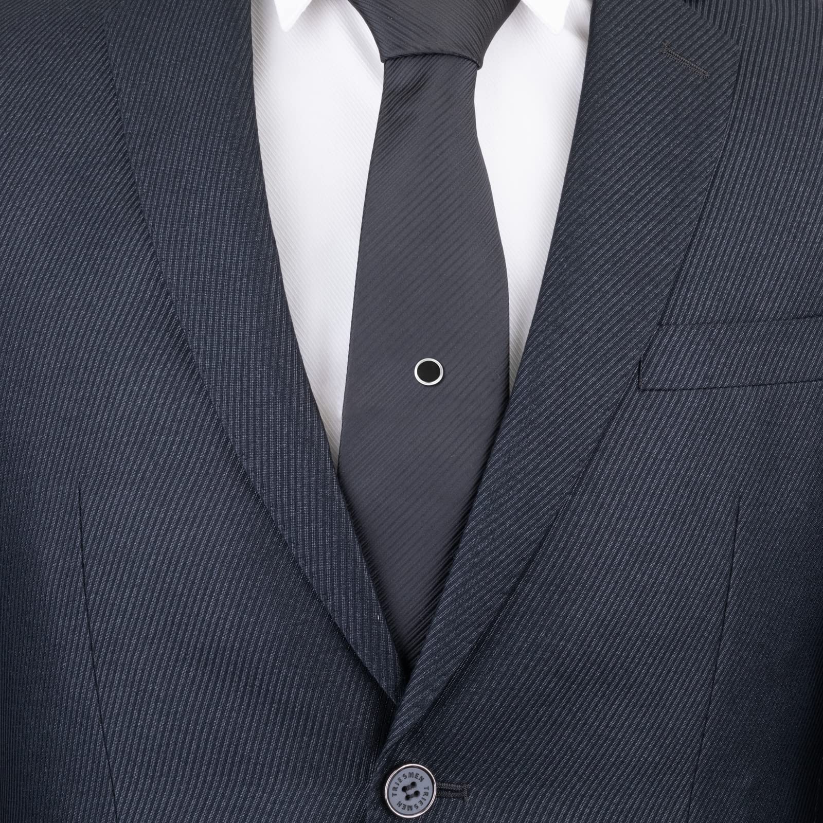 Silver Tie Pins for Men with Chain - Elegant Wedding & Business Gift