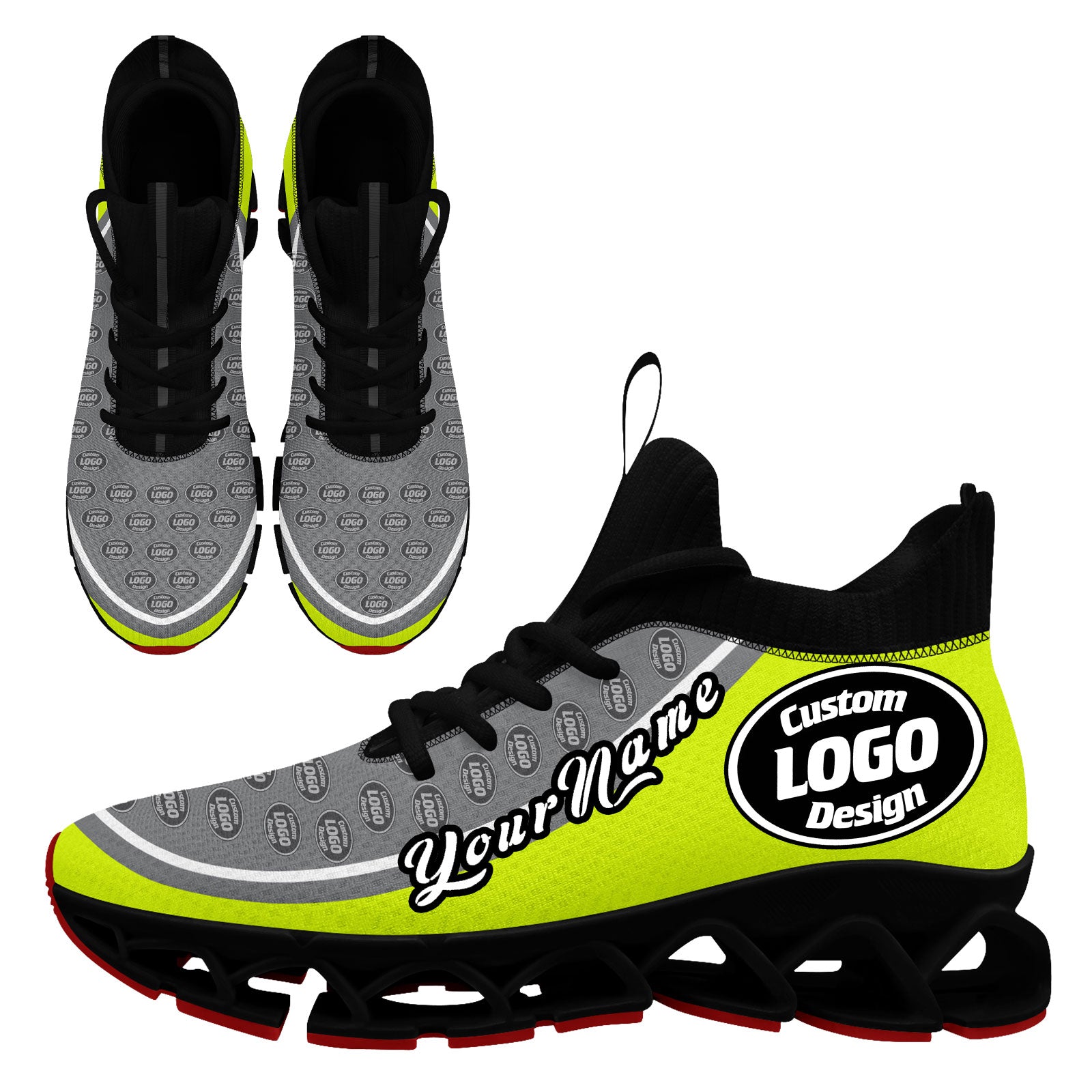 Custom Green & Gray Maxsoul Personalized Sneakers - Breathable Comfort Shoes for Men & Women (FN030XD D020388) - Perfect for Running, Gym Workouts & Casual Wear