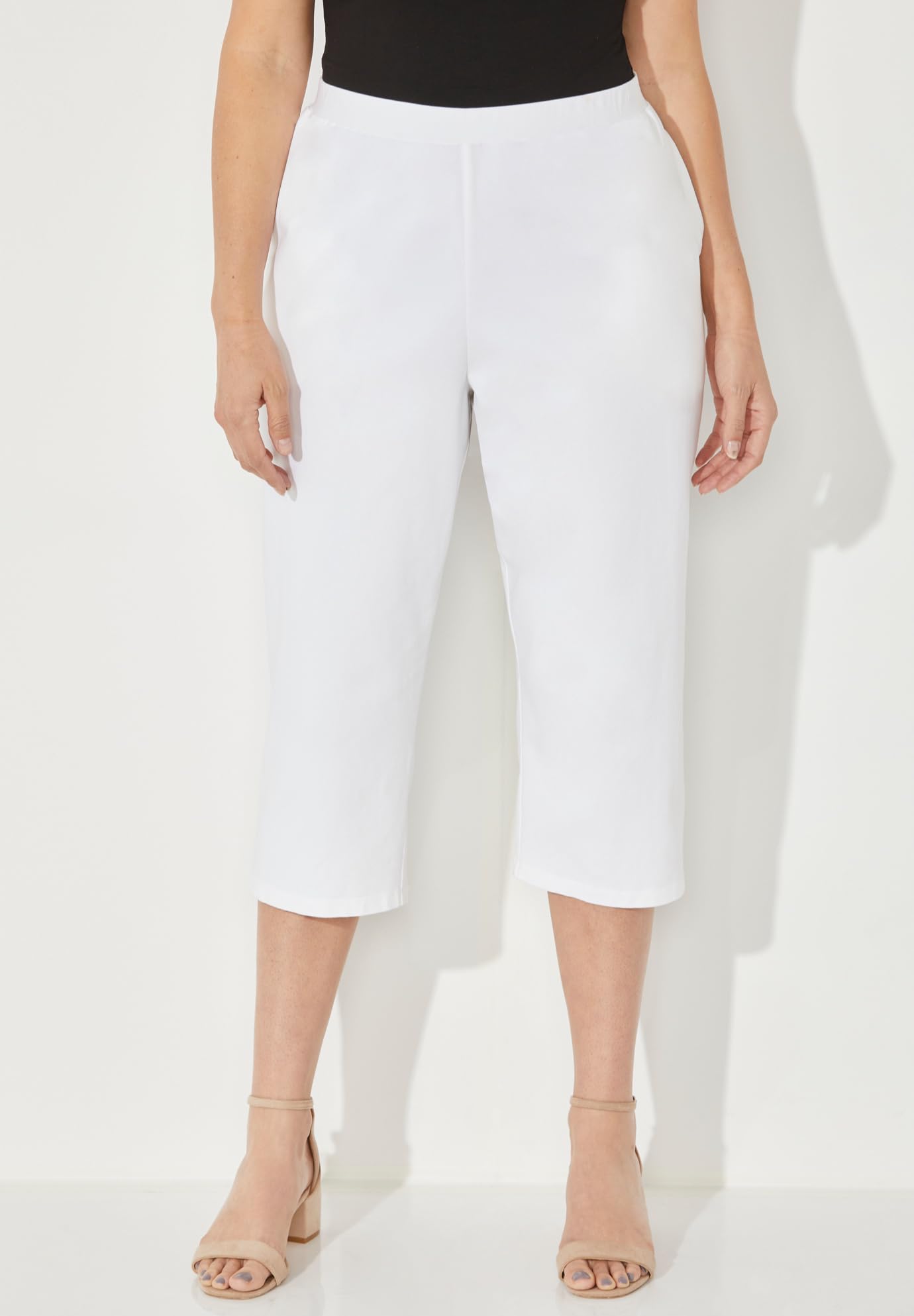 Catherine's Women's Plus Size Tall Suprema Capri Pants with Pockets - Comfortable Stretch Fit for Work, Travel & Casual Wear