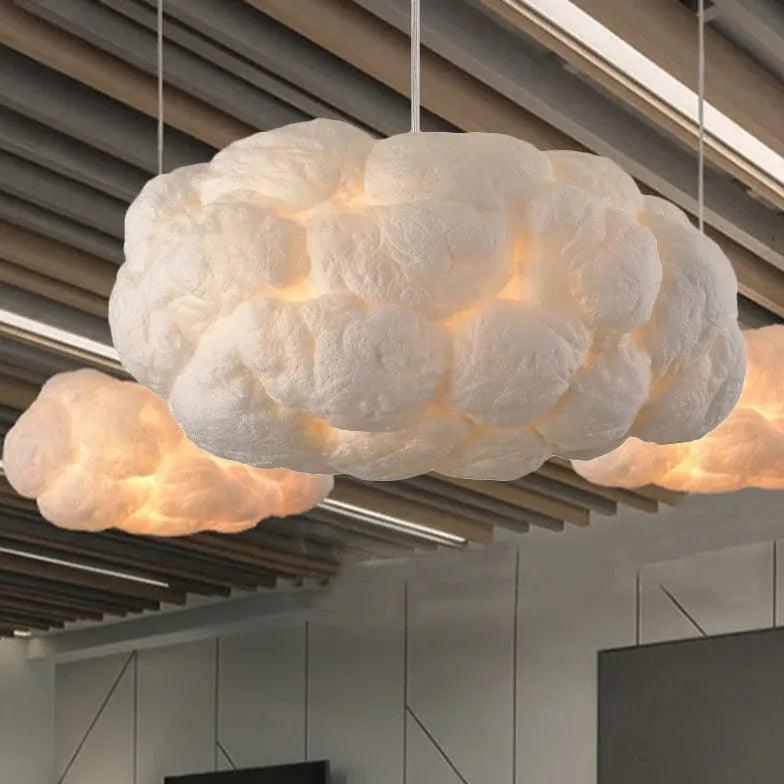 Modern White Cotton Ball Pendant Light - Stylish Ceiling Lighting for Living Room, Bedroom, and Dining Area