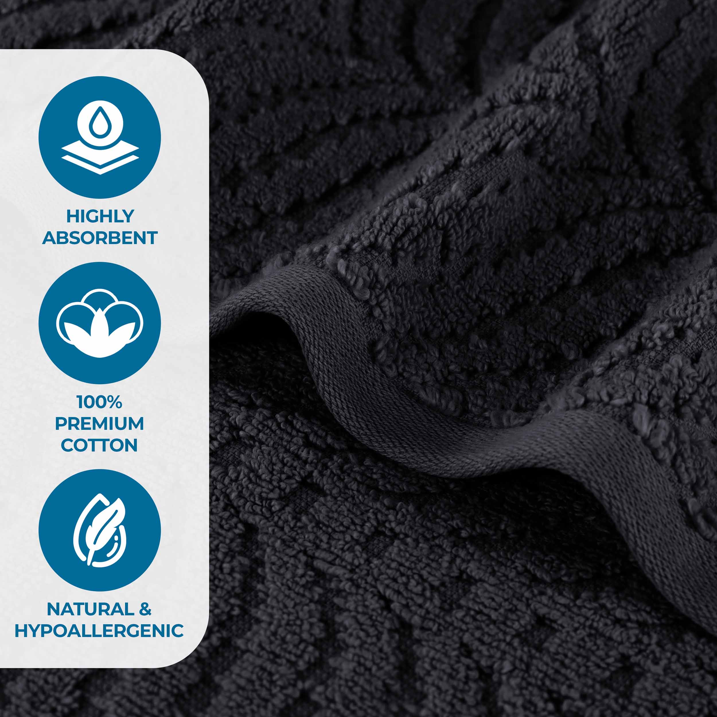 Premium Zero Twist Cotton Jacquard Chevron Face Towels - Set of 12 | Ultra Soft Bath Towels for Spa, Gym & Luxury Bathroom Decor