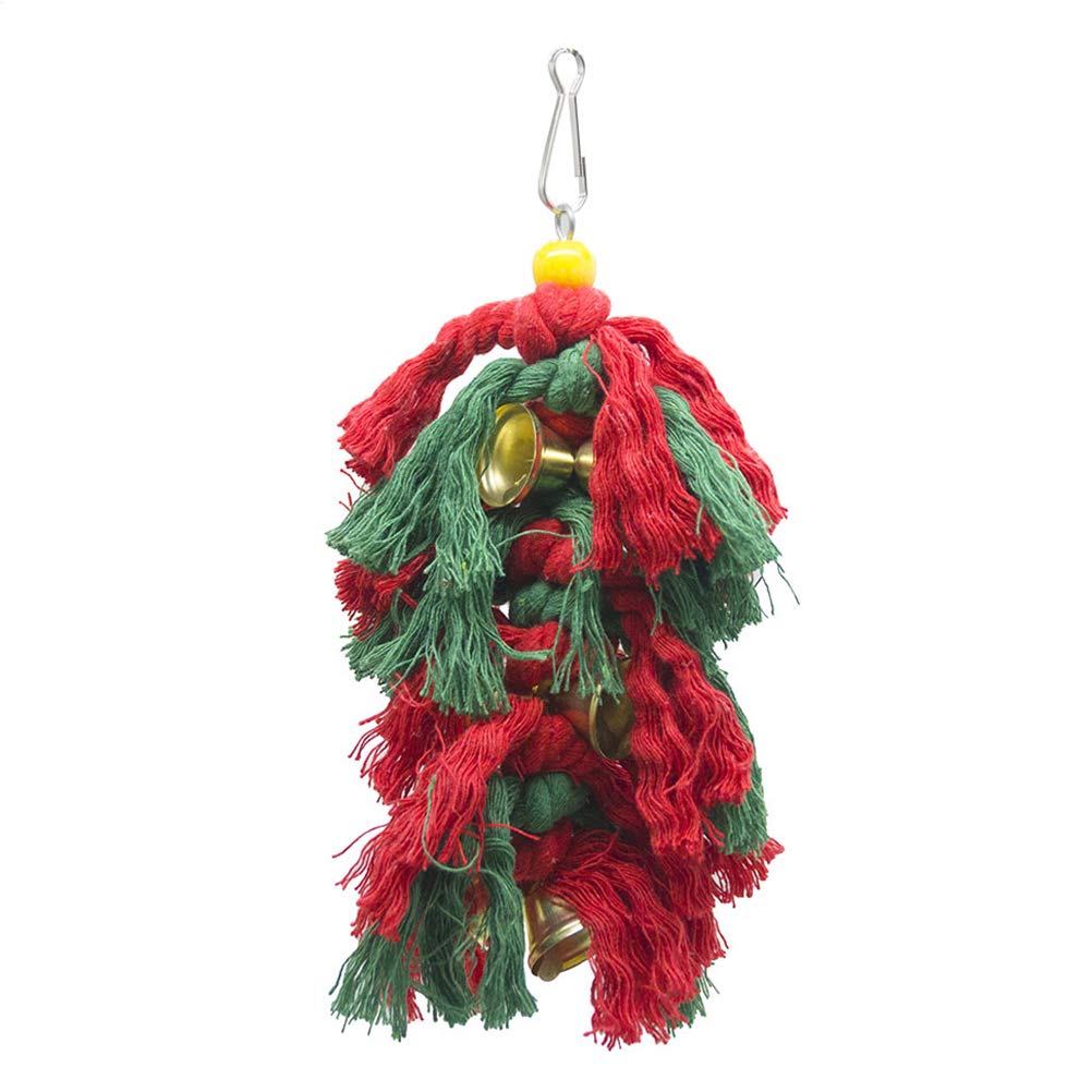Balacoo Bird Chew Toy for Parrots & Cockatiels - Hanging Bell & Perch Chewing Toy with Dradel for Parakeets, Bumbbells - Durable Pet Bird Toys for Christmas Gifts (Great for Cage Entertainment & Beak Exercise)