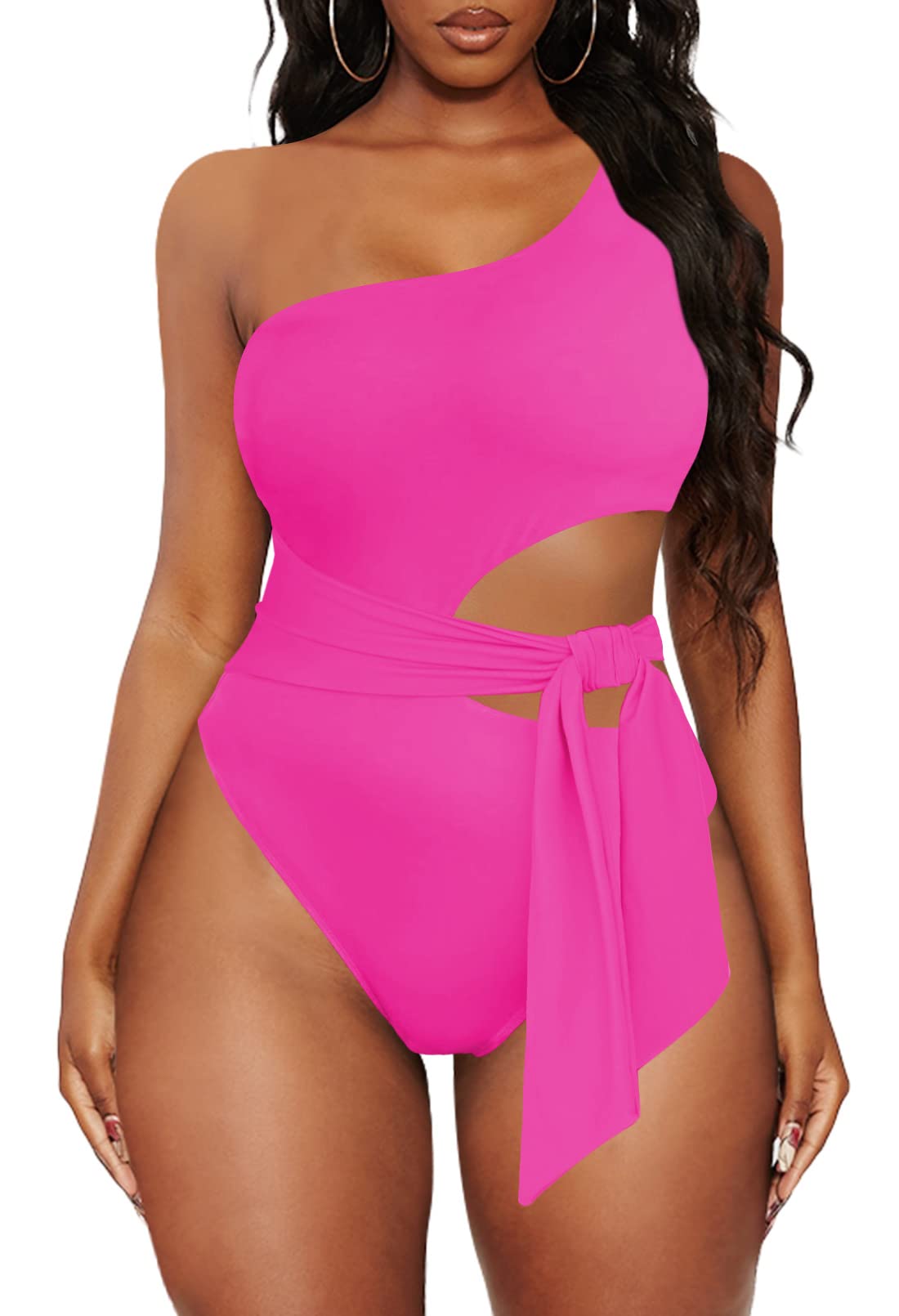 Linsery Women's One Shoulder Swimsuits - Sexy Cutout High Cut One Piece Bathing Suit for Beach, Pool & Vacation | Trendy Monokini Swimwear for Summer