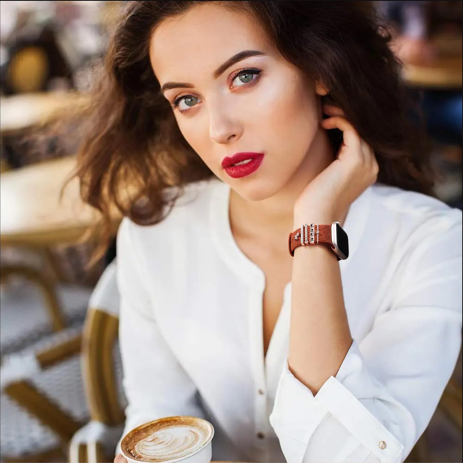 DaQin Floral Engraved Silicone Band Compatible with Apple Watch 38mm 40mm 41mm 42mm 44mm 45mm - Women's Decorative Strap for Series SE/1/2/3/4/5/6/7/8/9 - Perfect for Workouts, Office Wear & Fashion Accessories