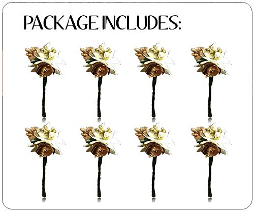 Artificial Rose Hair Pins for Women & Girls - Golden Floral Hair Accessories (Pack of 8) - Perfect for Weddings, Parties, and Everyday Styling