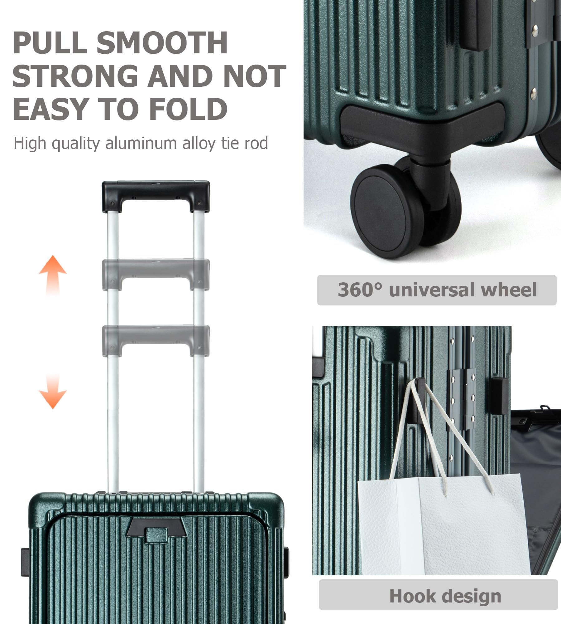 Feilario 20-Inch Aluminum Frame Hardside Spinner Wheel Carry-On Luggage with TSA Lock, USB Charging Port, Cup Holder & Phone Holder - Perfect for Business Travel, Weekend Getaways & Airplane Cabins