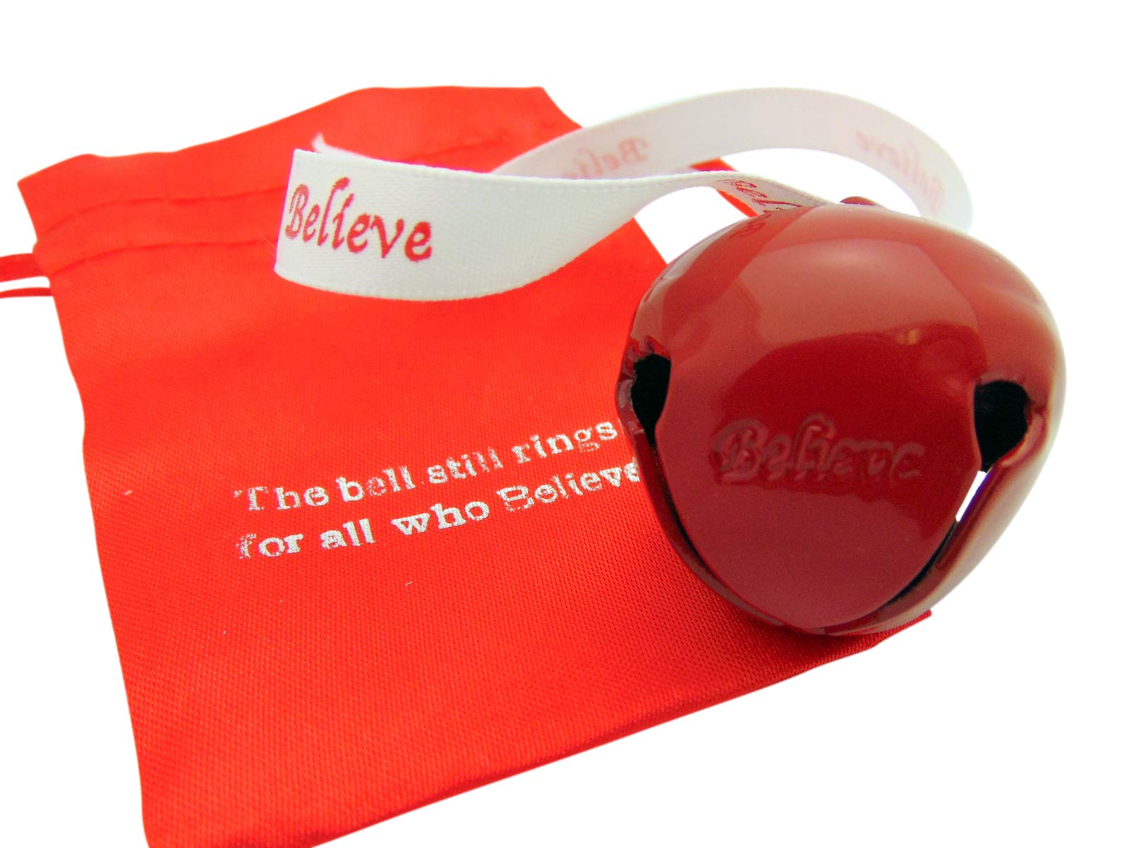 Red Believe Bell Christmas Tree Ornament with Ribbon & Storage Bag - Perfect for Holiday Decor, Gift Giving & Festive Home Decorations