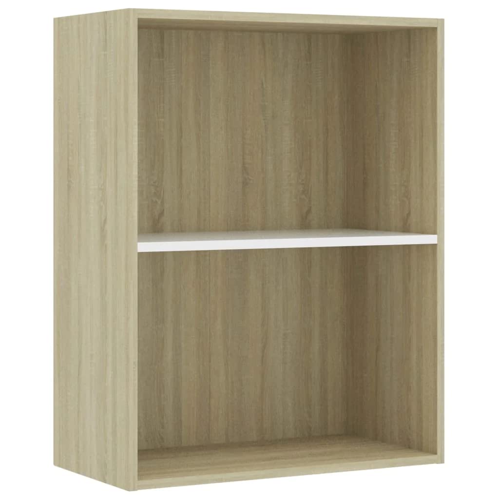 2-Tier Book Cabinet - White & Sonoma Oak Engineered Wood Bookshelf for Home, Living Room, Bedroom & Office | Space-Saving Storage Organizer for Books, Decor & Essentials (30.1
