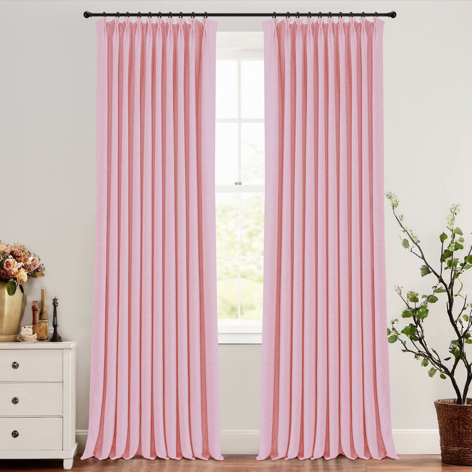 Blackout Curtains for Bedroom - Ron Cotton Thermal Insulated Drapes with Pleated Design, Modern & Sleek Custom Window Treatment for Home Decor - Perfect for Nursery, Living Room & Office Privacy