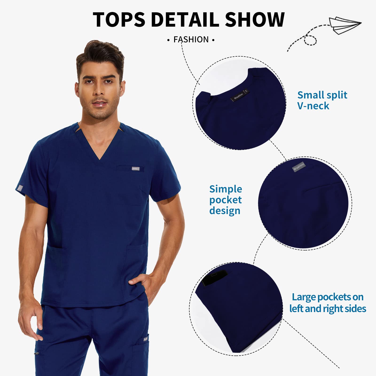 VIAOLI Men's Scrubs Set - V-Neck Scrub Top & Jogger Pants with 8 Pockets | Medical Uniform for Nurses, Doctors & Healthcare Professionals | Comfortable Workwear for Hospital, Clinic & Nursing Shifts