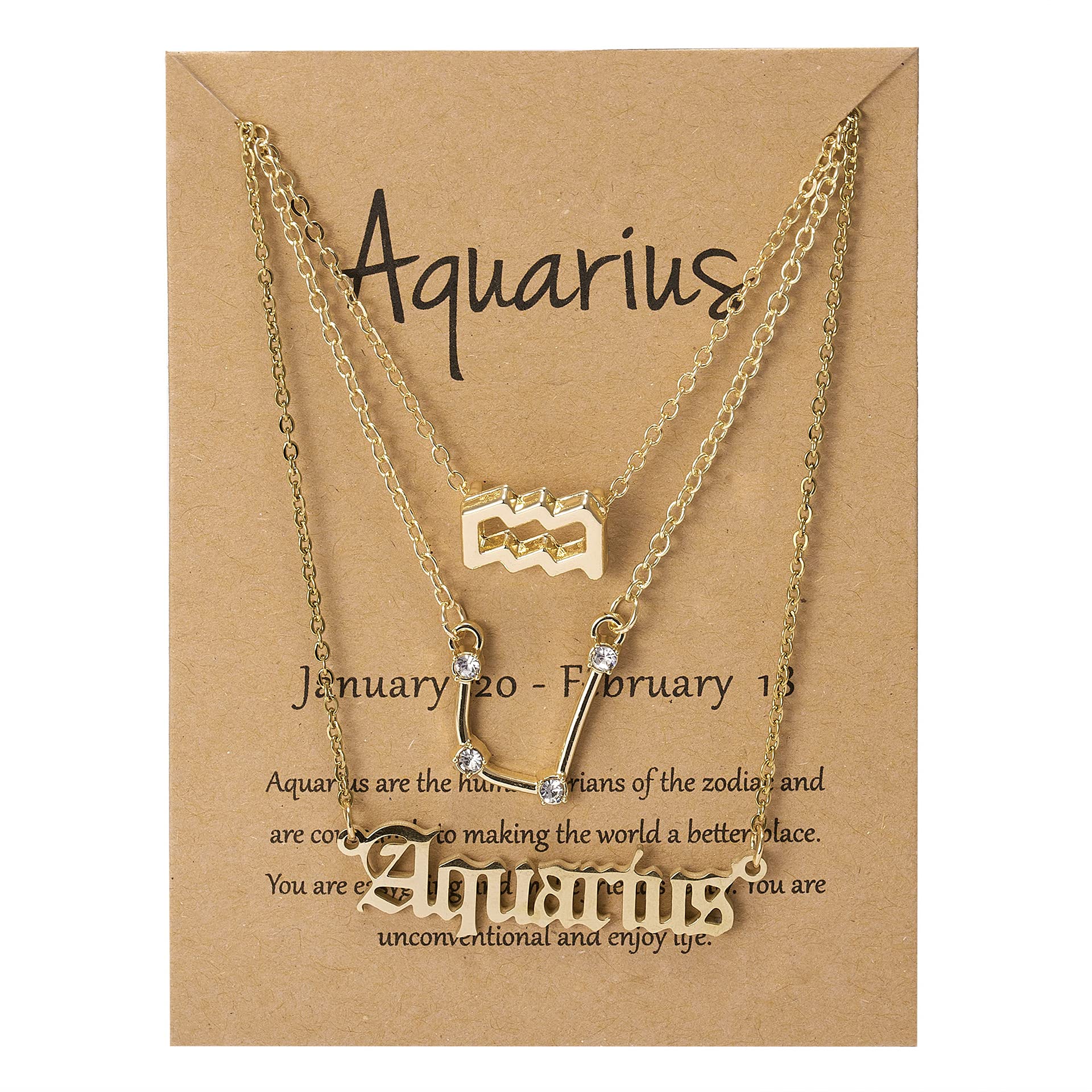 3Pcs Zodiac Sign Layered Choker Necklaces - 12 Constellation Astrology Jewelry Set with Message Card for Women | Perfect for Birthday Gifts, Daily Wear & Spiritual Fashion Accessories