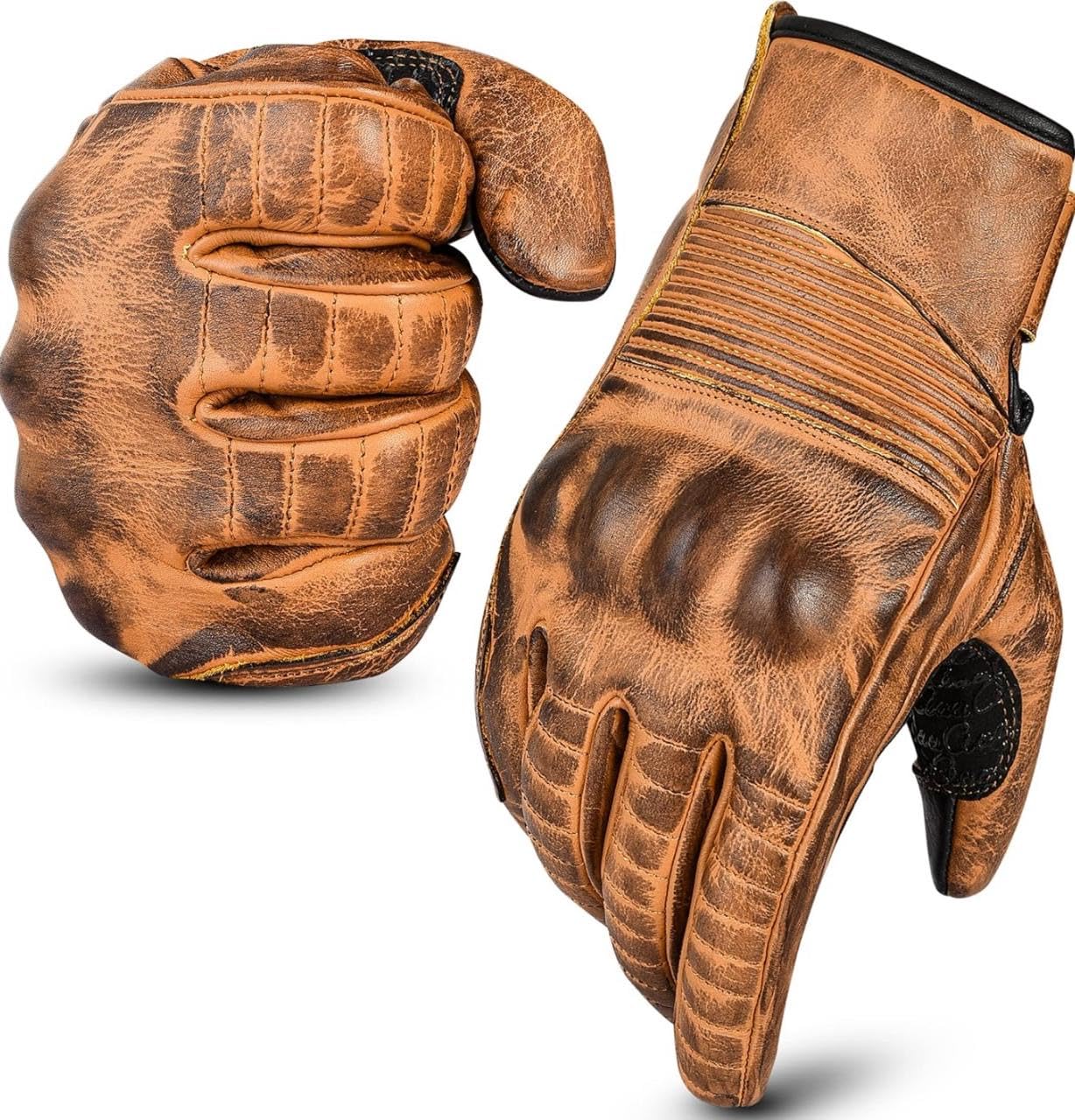 Men's Leather Motorcycle Gloves - Touchscreen & Non-Slip for All Weather Riding