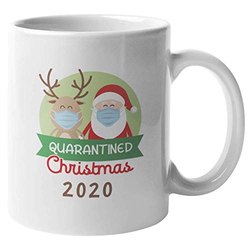 2020 Quarantined Christmas Santa & Rudolph 11oz Ceramic Coffee Mug - Perfect for Holiday Gifts, Office Use & Cozy Home Decor