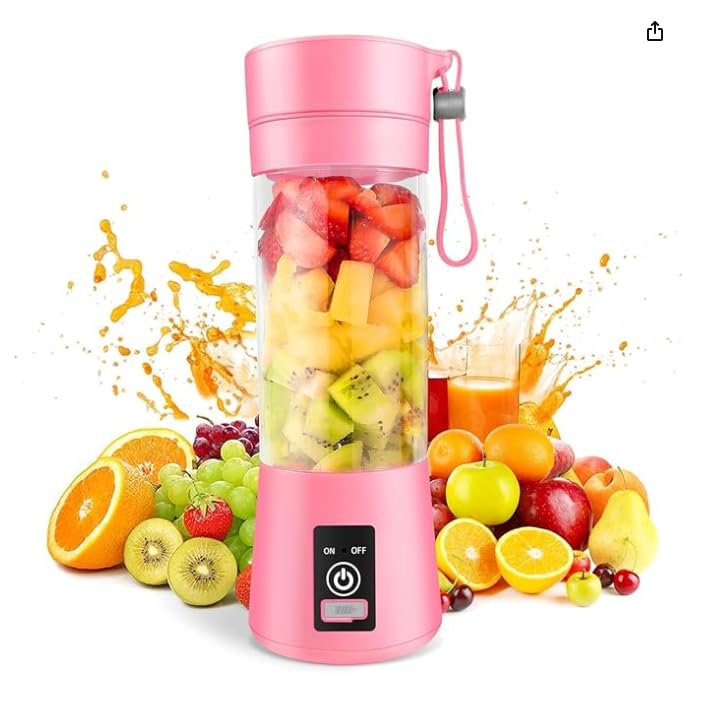 Portable Pink Modern Battery Powered Personal Blender with Push Button Control, 1 Blender Jar - Perfect for Smoothies, Protein Shakes & Juices at Home, Gym or Travel - Not Dishwasher Safe