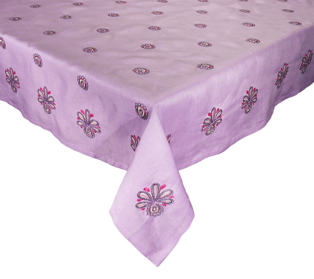Lilac & Pink Floral Tablecloth - Elegant Decorative Dining Table Cover for Parties, Weddings, and Home Decor