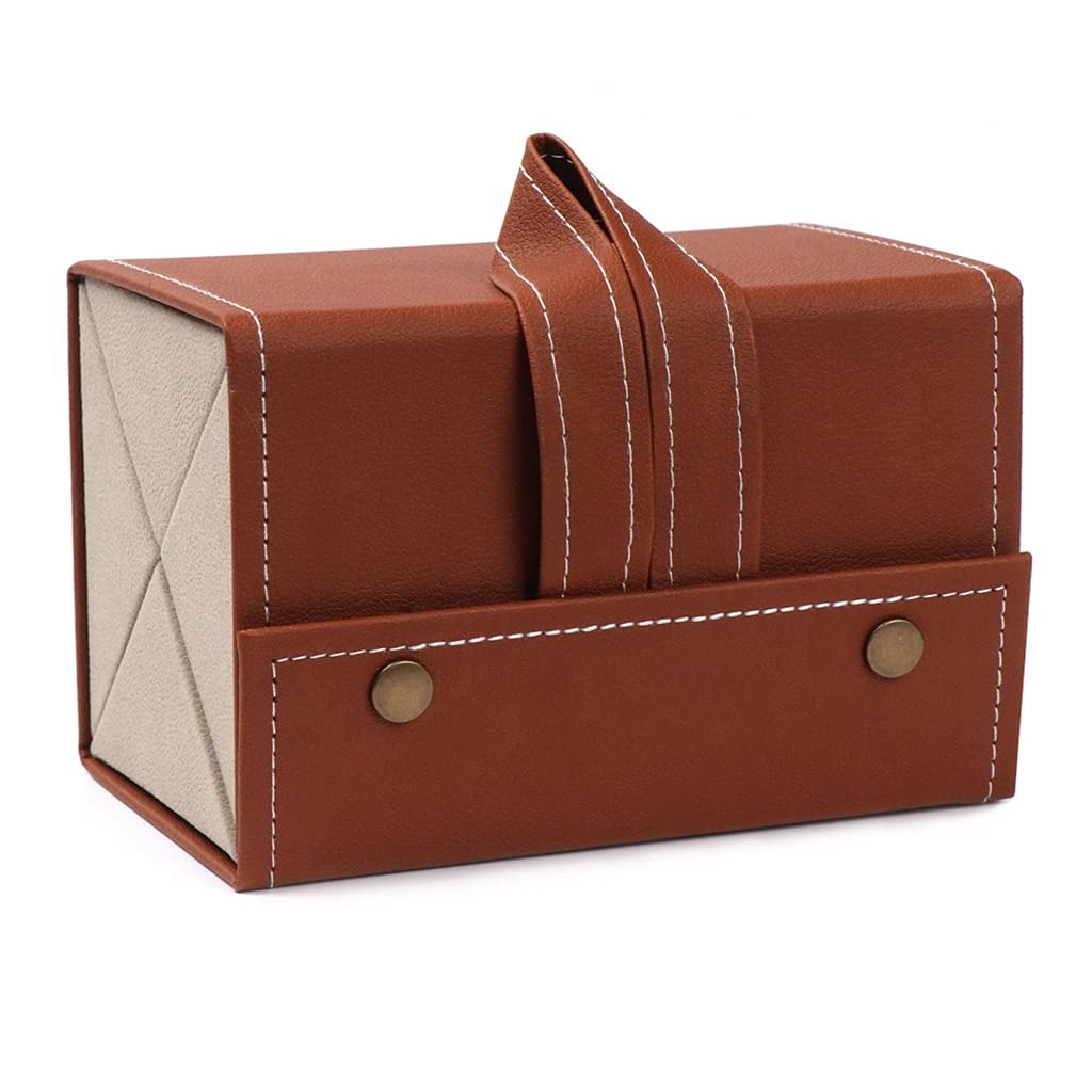 Premium Multi-Slot Leather Eyeglasses Organizer - Portable Folding Sunglasses Case for 2/3/4/5/6 Pairs (Brown, 4 Slot) | Travel Storage & Display Solution for Glasses, Readers, and Sunglasses | Perfect for Home, Office, and Travel Organization