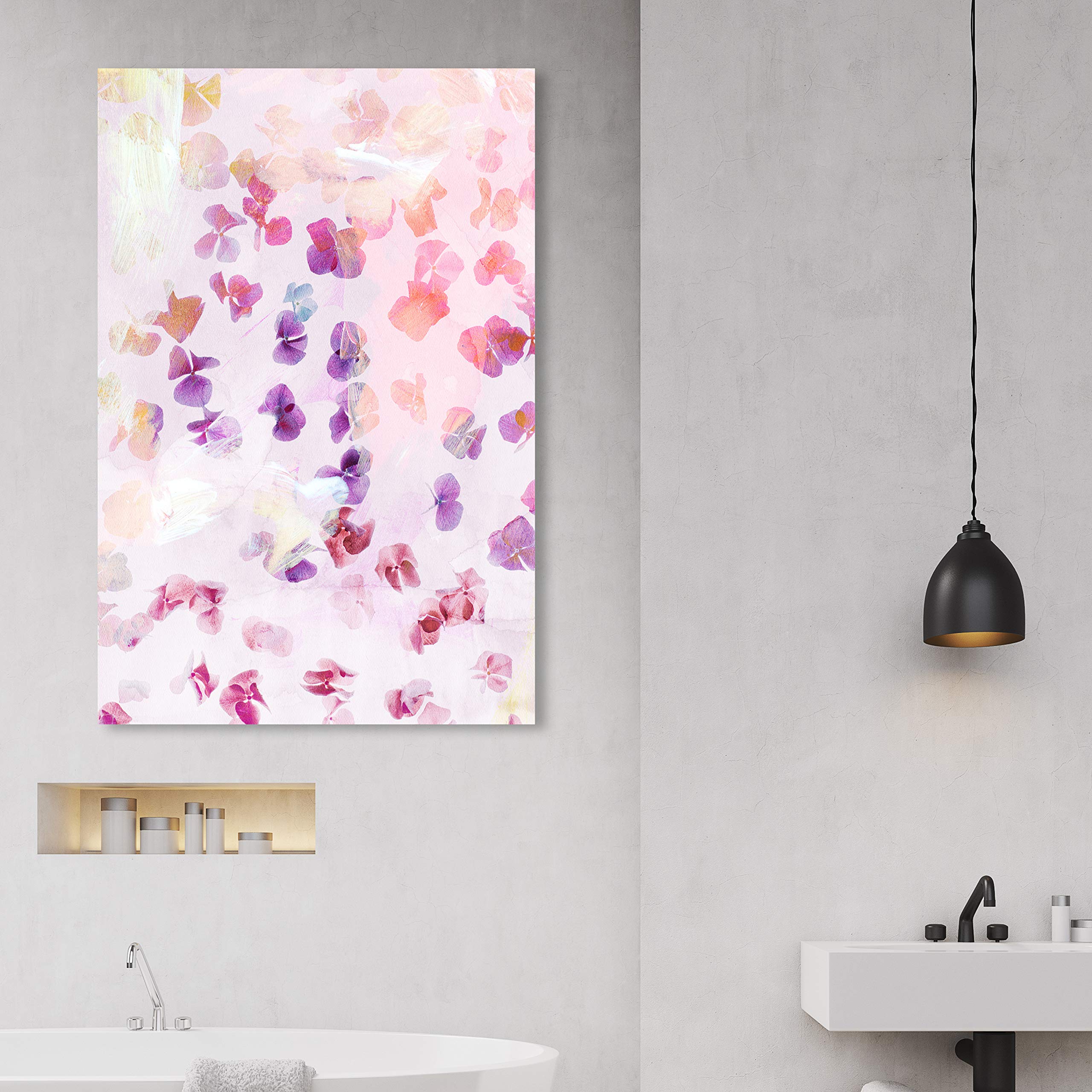 Oliver Gal Artist Co. Floral Wall Art Canvas Print - 'Cascading Flowers' Pink & Purple Botanical Painting - 30x45 Inch Modern Home Decor for Living Room, Bedroom & Office