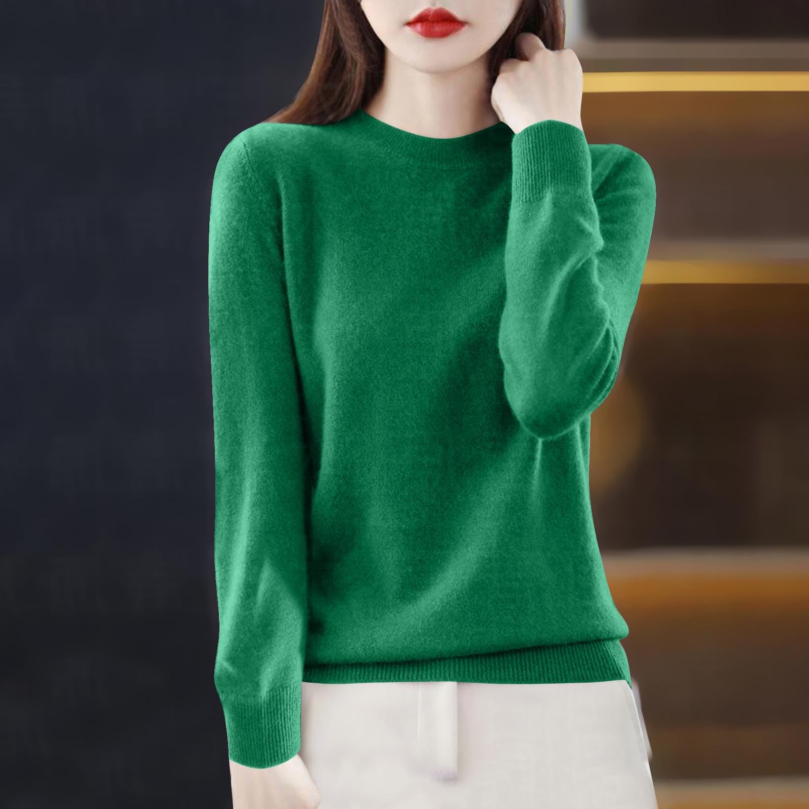 Luxury Women's Cashmere Sweaters - Soft & Warm Pullover Tops, Elegant Crewneck Long Sleeve Knitwear for Office, Date Night & Winter Outfits