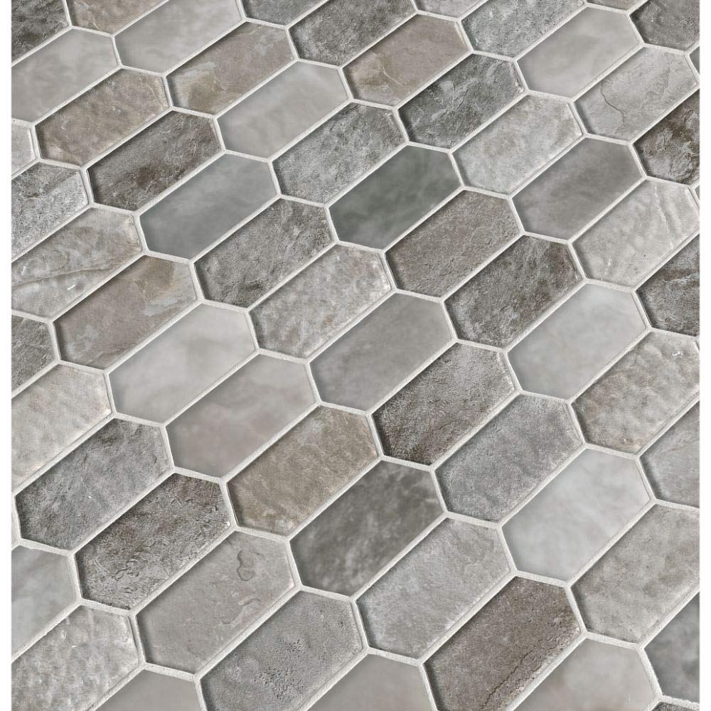 Savoy Picket Pattern Inkjet Glass Mosaic Tiles - 9.7 Sq Ft (10 Pieces) - Perfect for Kitchen Backsplash, Bathroom Walls & Pool Designs