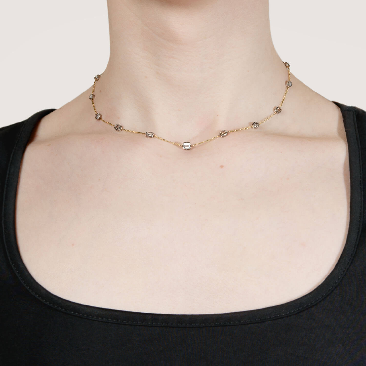 14K Gold & Sterling Silver Diamond Necklace - 3+ Carat Total Weight - Georgian Style Conversion Table Cut by the Yard - Perfect for Weddings, Anniversaries & Special Occasions