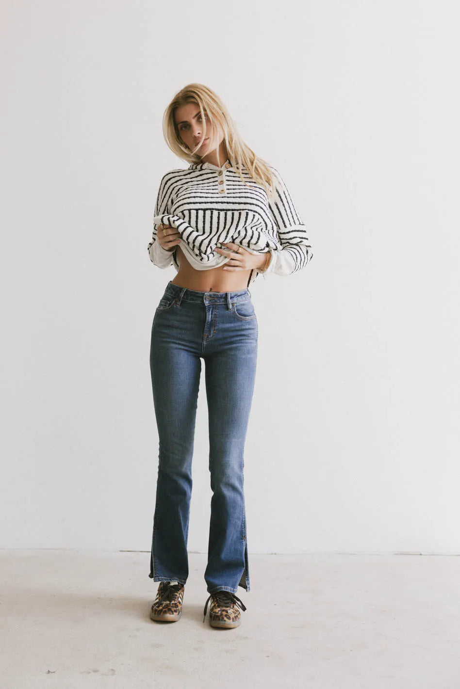 Nellie Cropped Bootcut Jeans for Women - High Waisted Stretch Denim Pants - Perfect for Casual Outfits & Date Nights