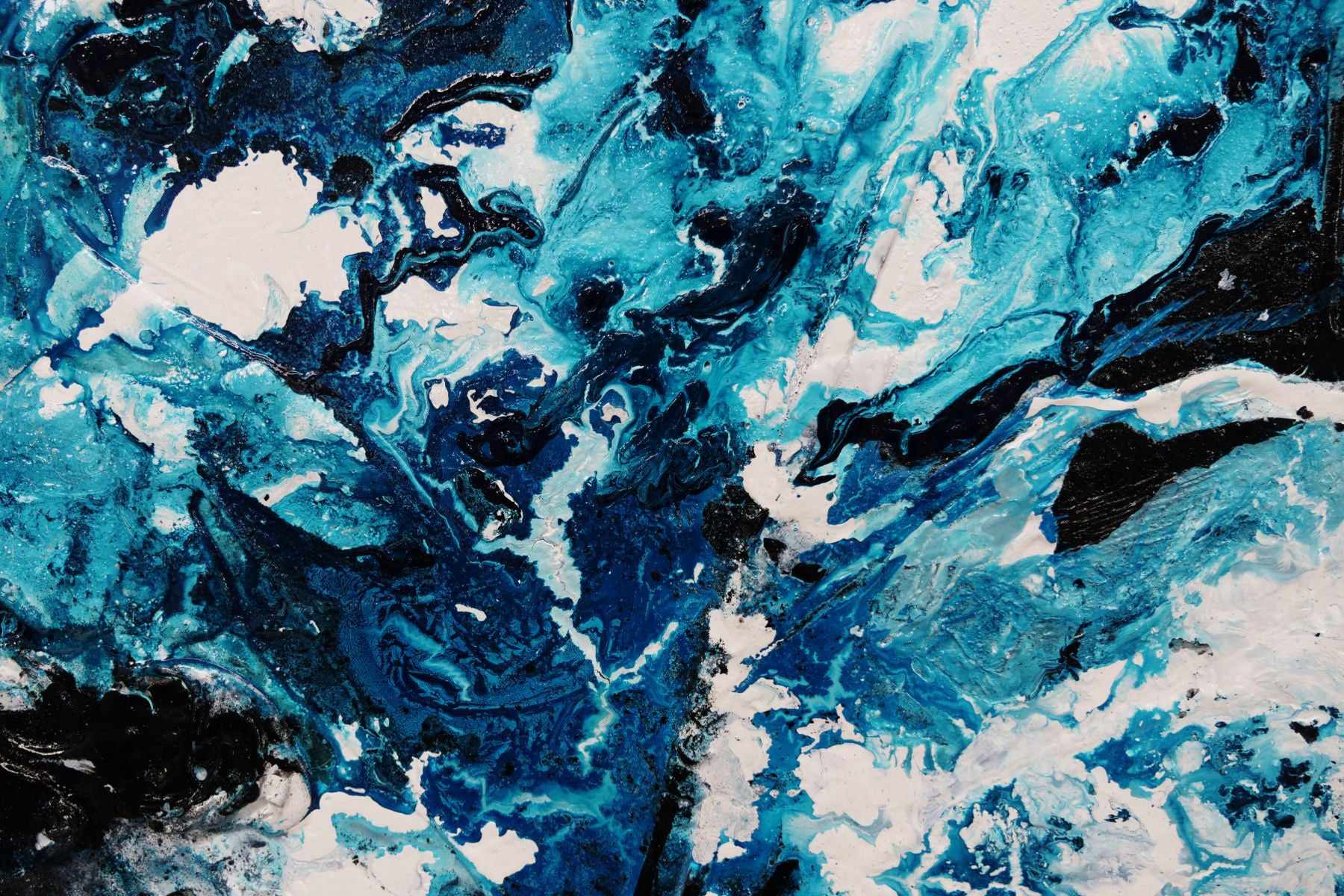 140cm x 100cm Moody Southern Ocean Abstract Textured Painting - Black Turquoise White Canvas Wall Art for Living Room, Bedroom & Office Decor