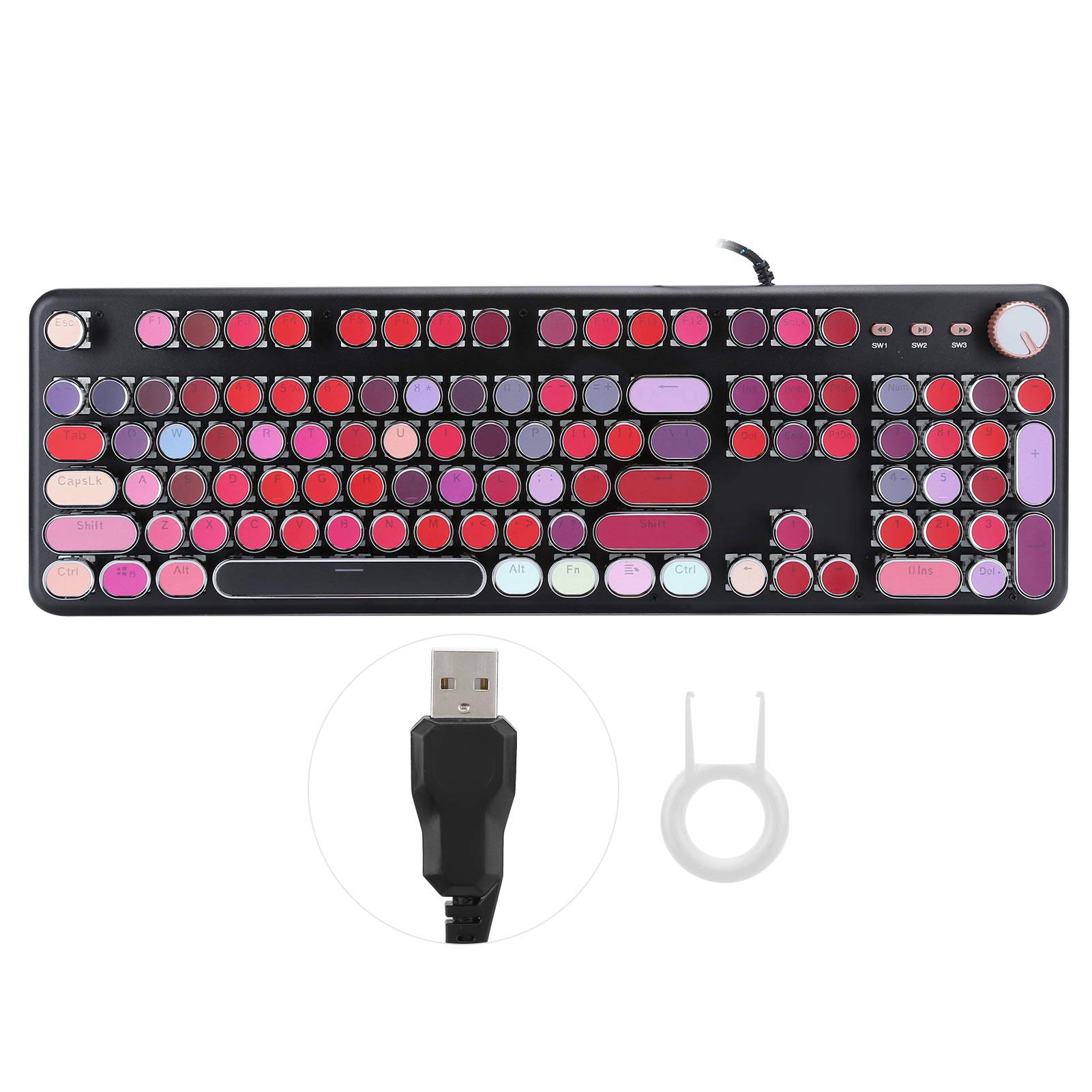 753 Mechanical Gaming Keyboard - 104 Keys Wired USB Punk Keyboard for Windows PC | RGB Backlit, Anti-Ghosting for Gaming & Office Use