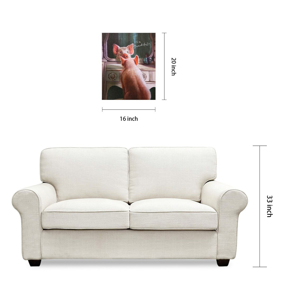 Affirmation III Pig Wall Art - Modern Graphic Print on Wrapped Canvas - Perfect for Nursery, Living Room & Office Decor